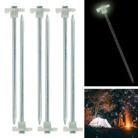 15 Pc Heavy Duty Glow in the Dark Tent Steel Stakes Metal Long Pegs Camping Tarp