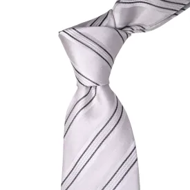 8cm Woven Striped Necktie in White