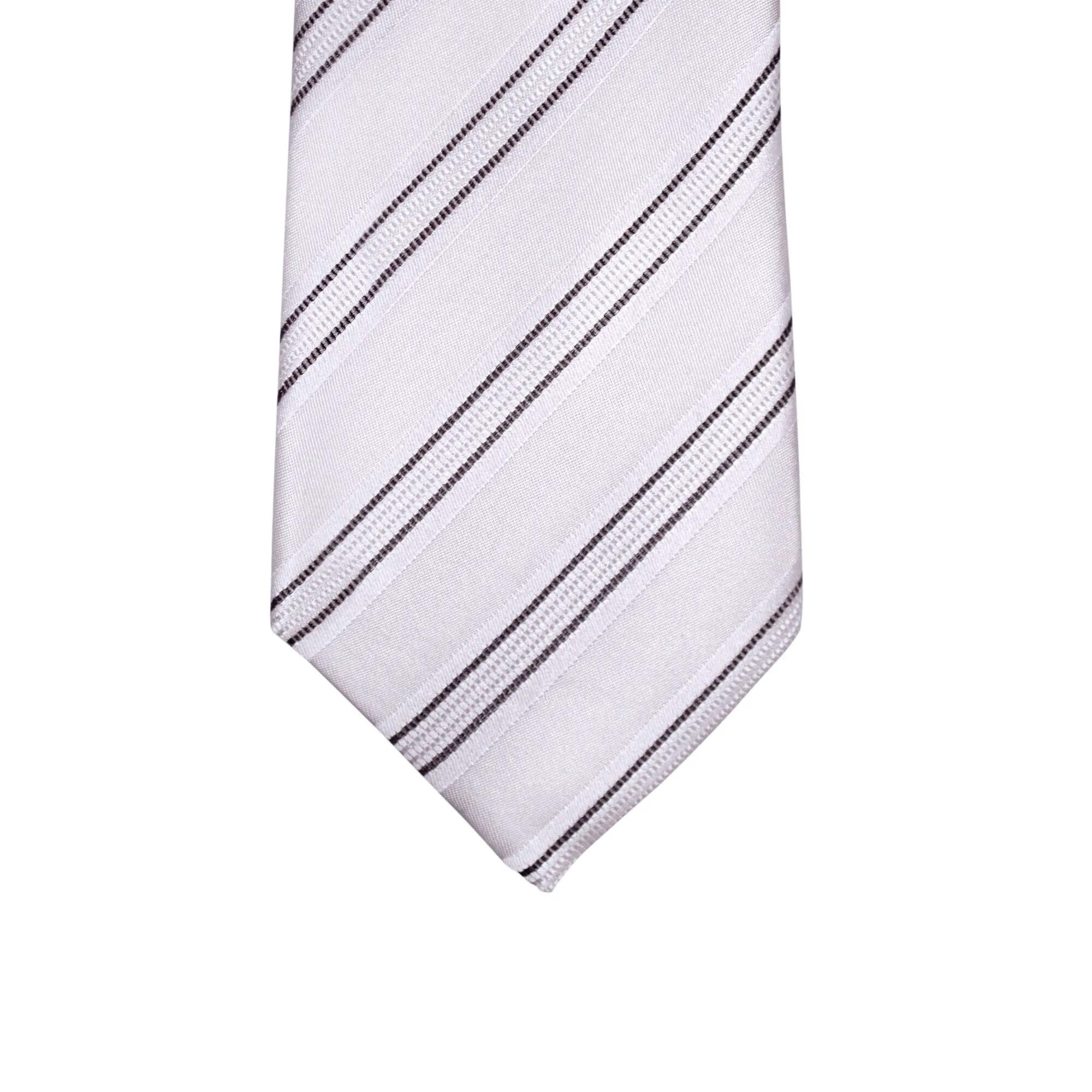 8cm Woven Striped Necktie in White