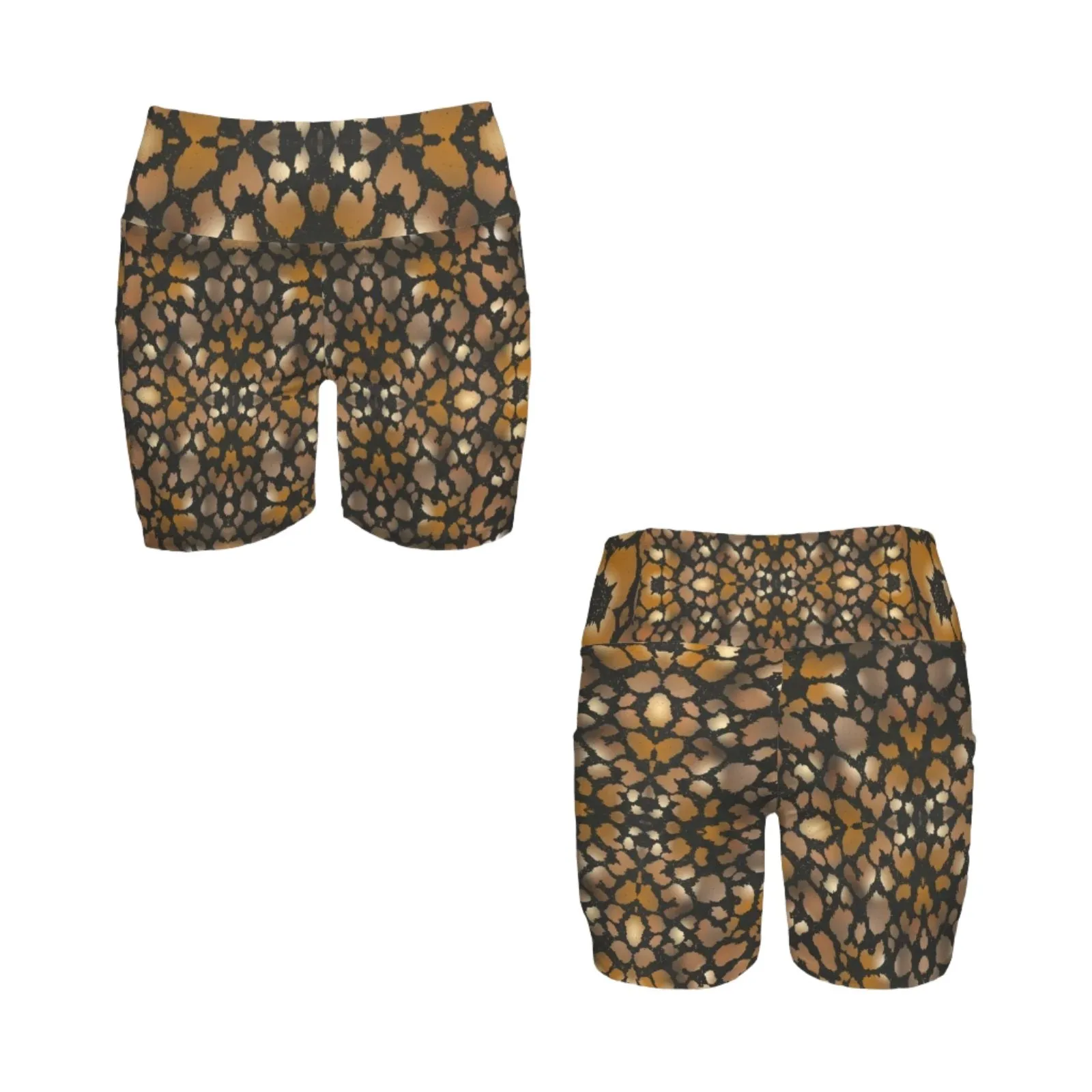 Animal Print Yoga Shorts with Pockets up to 5 XL (FWS)