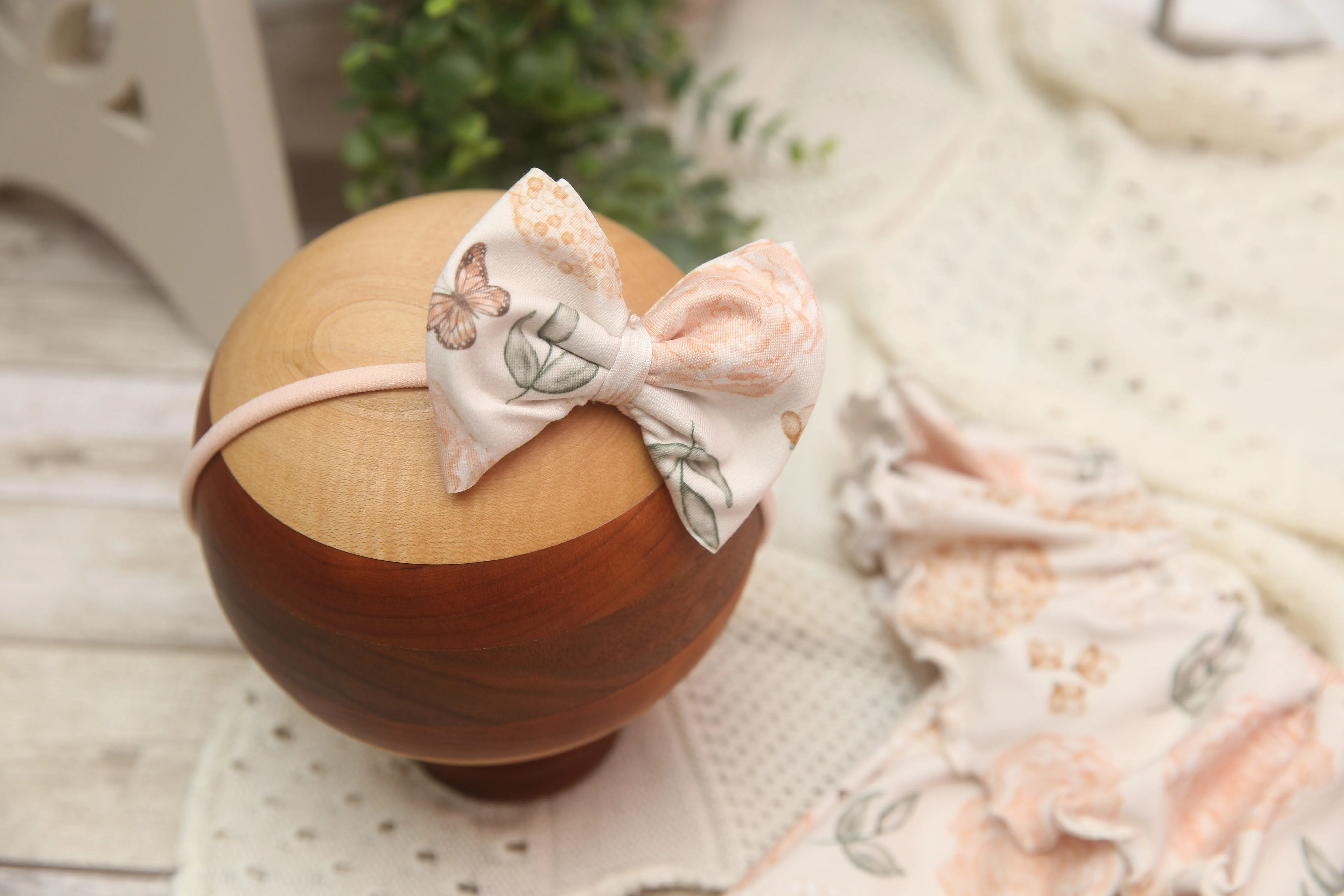 Anisa- Newborn or Sitter Flutter Romper; Newborn Romper; Sitter Romper; Peachy Butterfly Floral; MADE TO ORDER