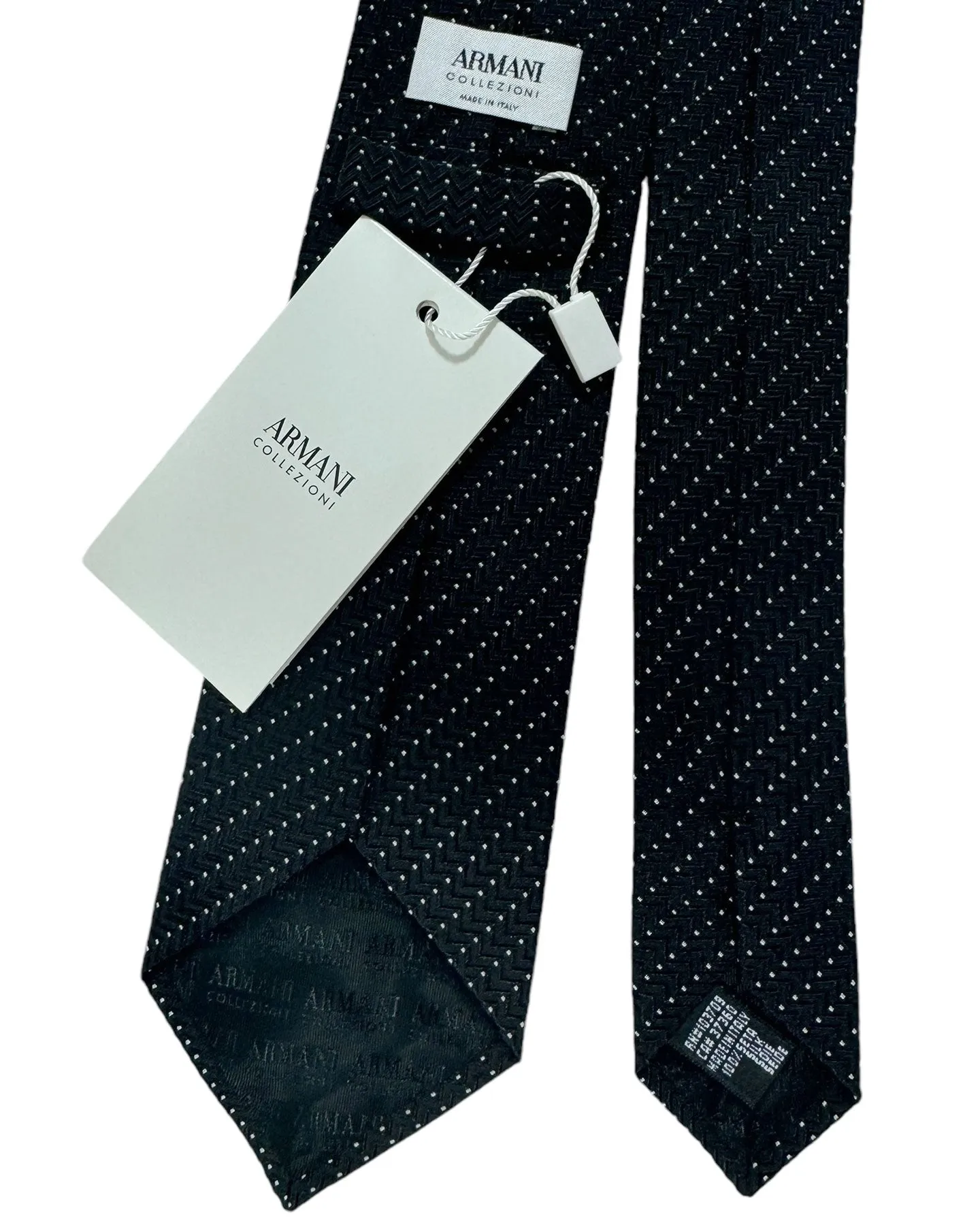 Armani Silk Tie Black Silver Stripes