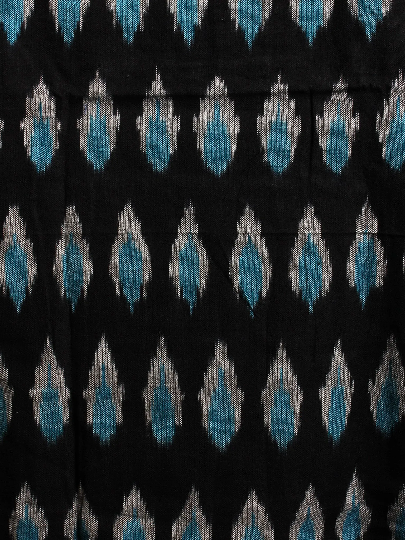 Azure Black White Ikat Handwoven Cotton Suit Fabric Set of 3 - S1002025
