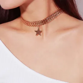Bohemian Pentagram Star Pendant Thick Water-wave Choker Necklaces For Women Gold Silver Color Statement Necklace jewelry