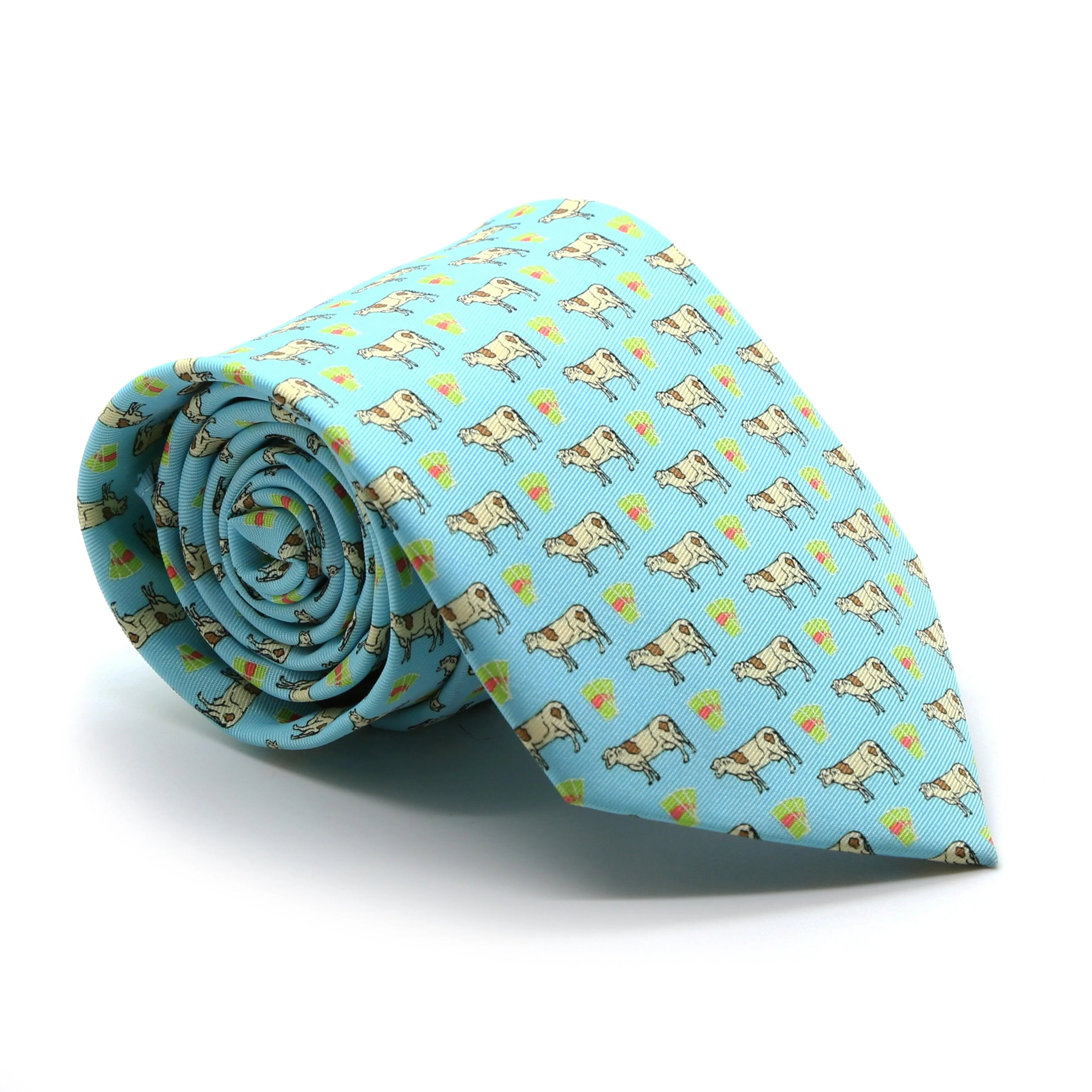 Cash Cow Aqua Necktie with Handkerchief Set