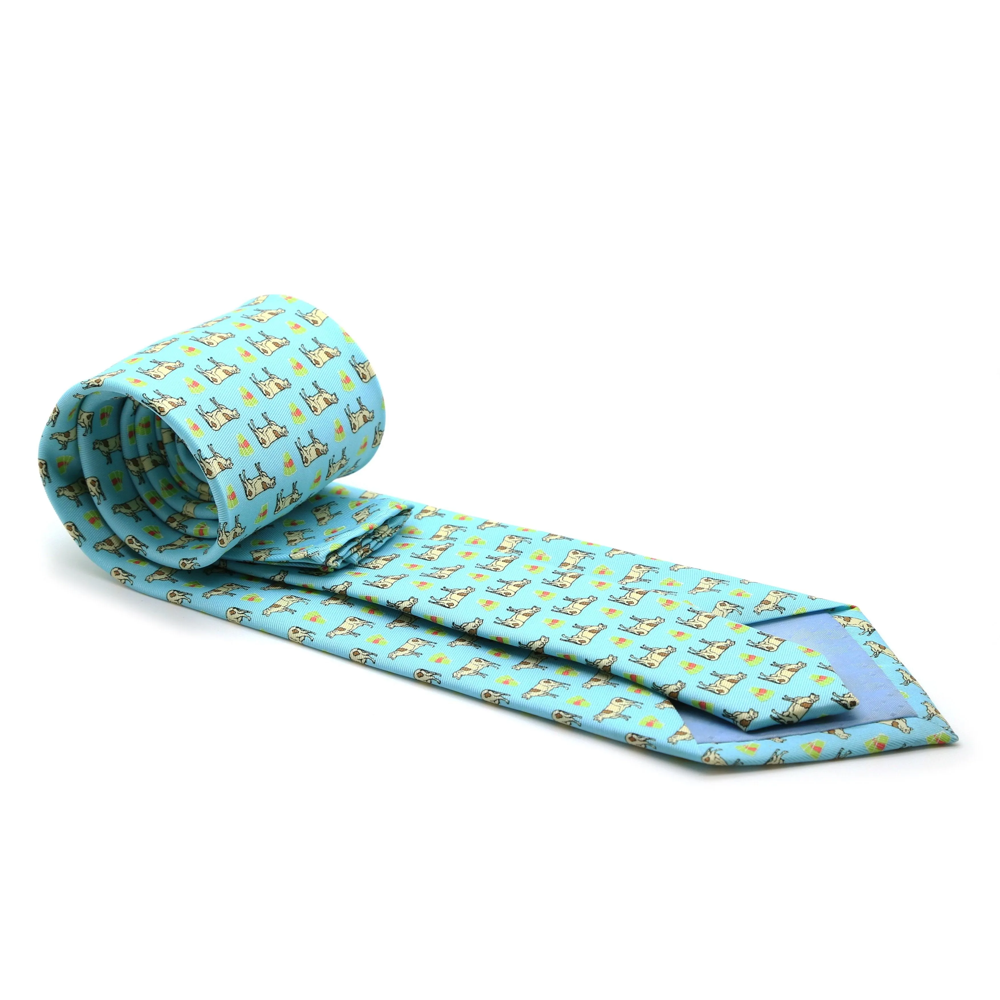 Cash Cow Aqua Necktie with Handkerchief Set