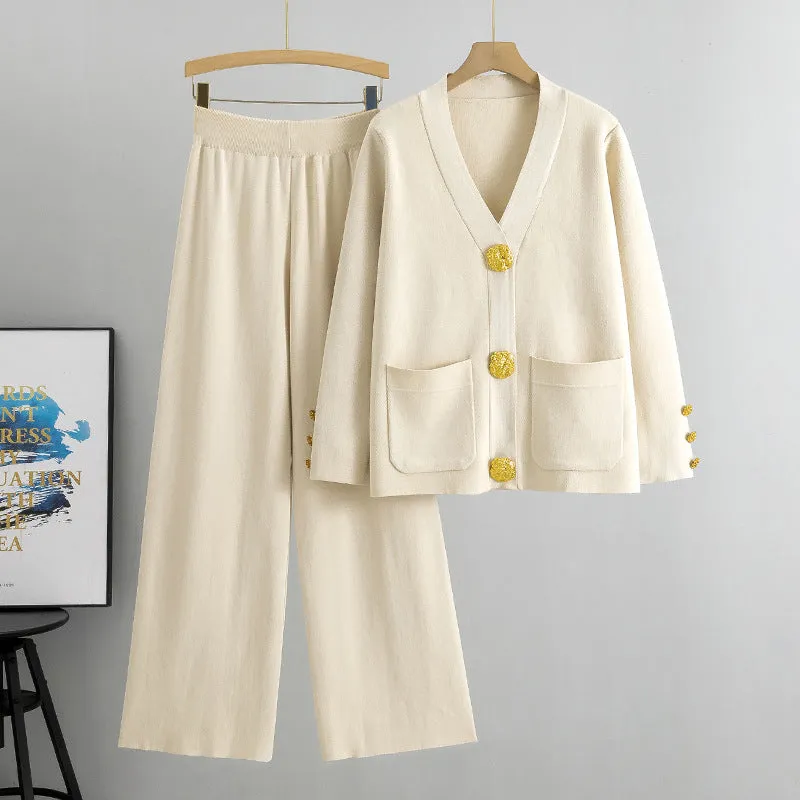 Christmas Offers Sale 49% OFFGold Button Soft Knit Trouser Co-Ord
