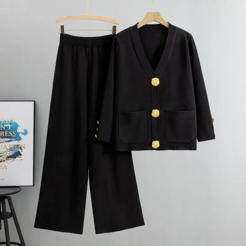 Christmas Offers Sale 49% OFFGold Button Soft Knit Trouser Co-Ord