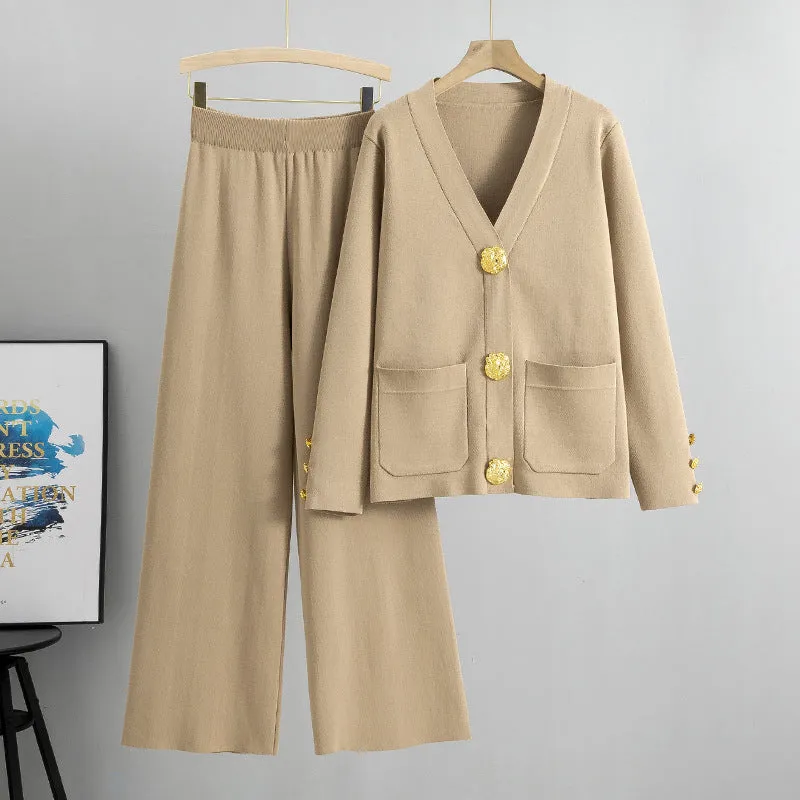 Christmas Offers Sale 49% OFFGold Button Soft Knit Trouser Co-Ord