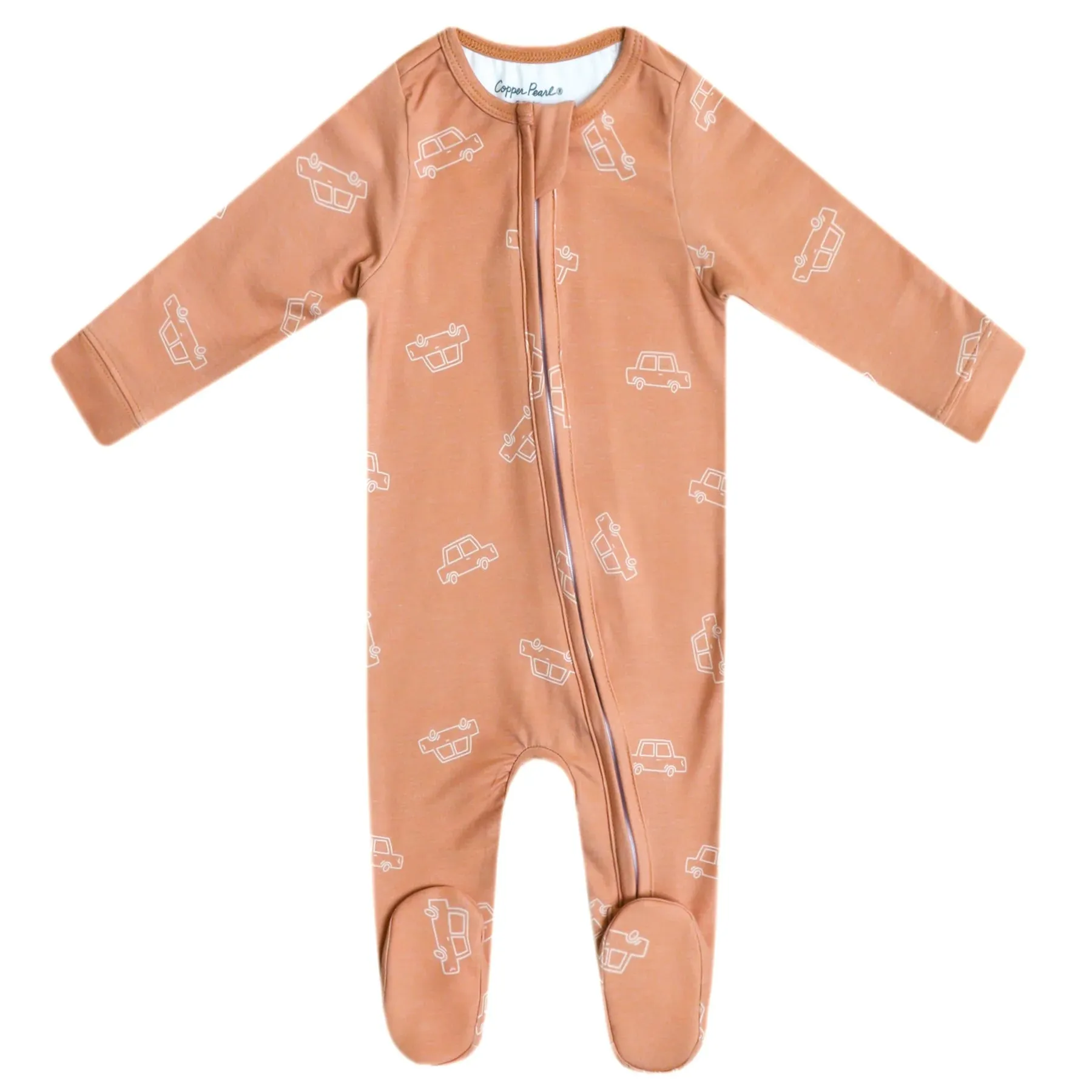 Copper Pearl Cooper Zip-Up Footie Pajamas