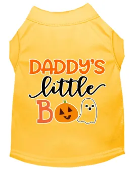 Daddy's Little Boo Screen Print Dog Shirt Yellow Sm