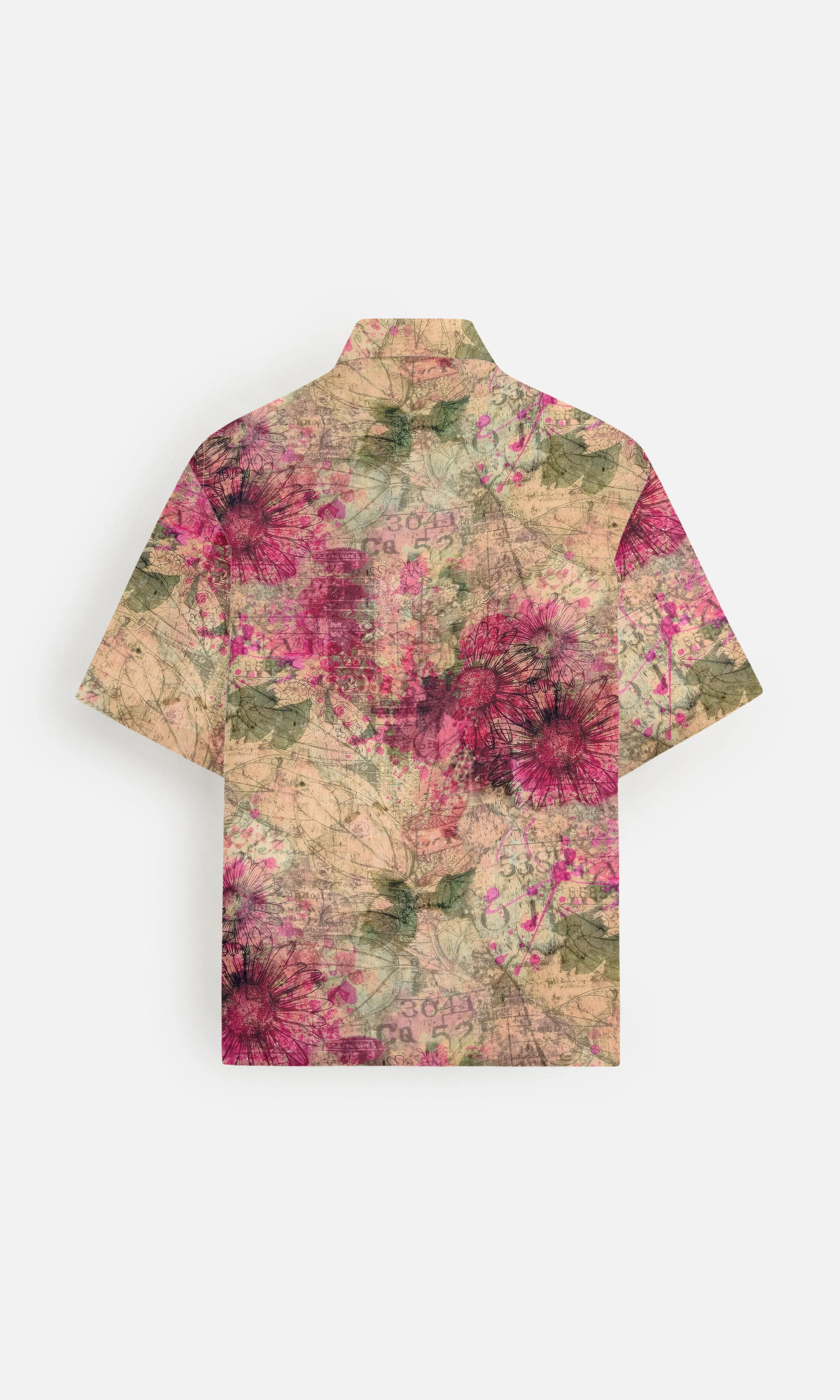 Dusty Romance Pure Satin Linen Short Sleeve Shirt
