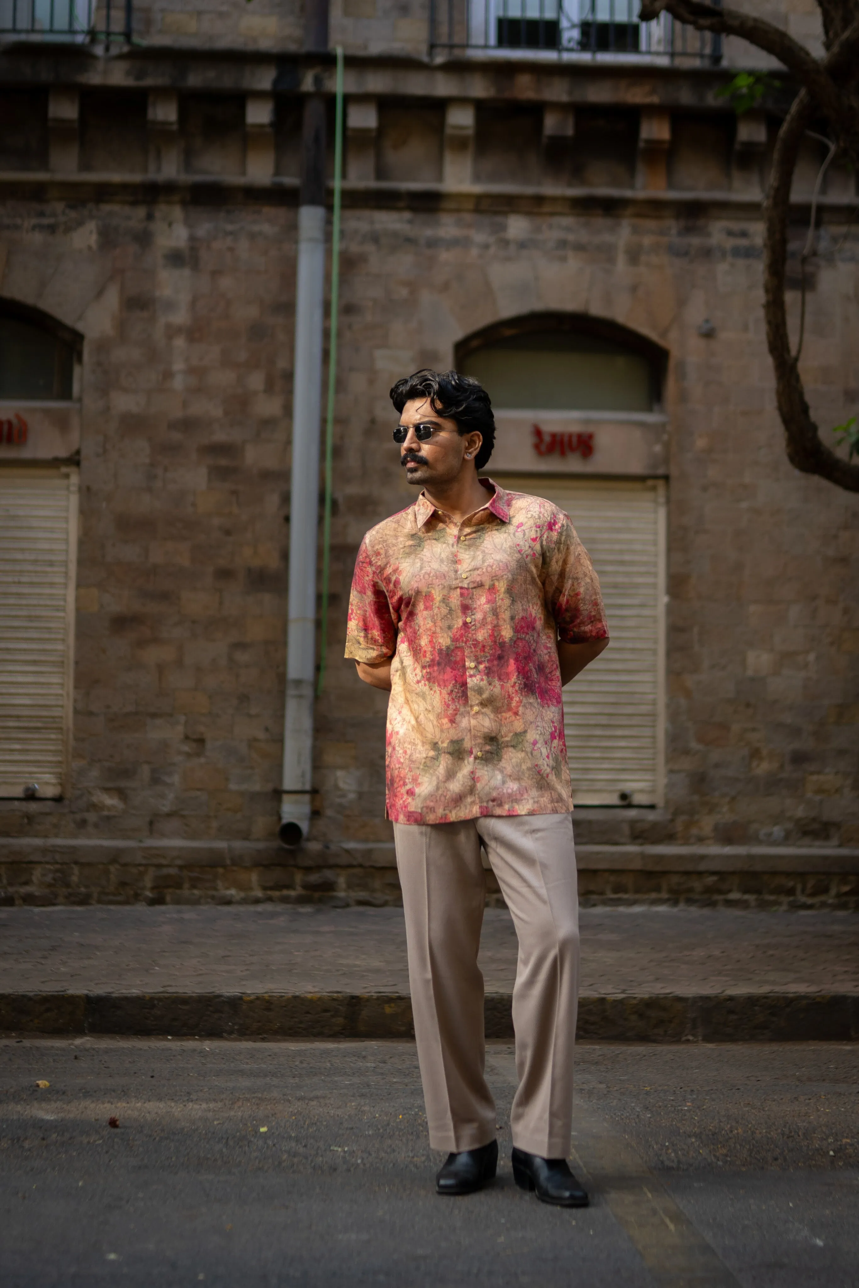 Dusty Romance Pure Satin Linen Short Sleeve Shirt