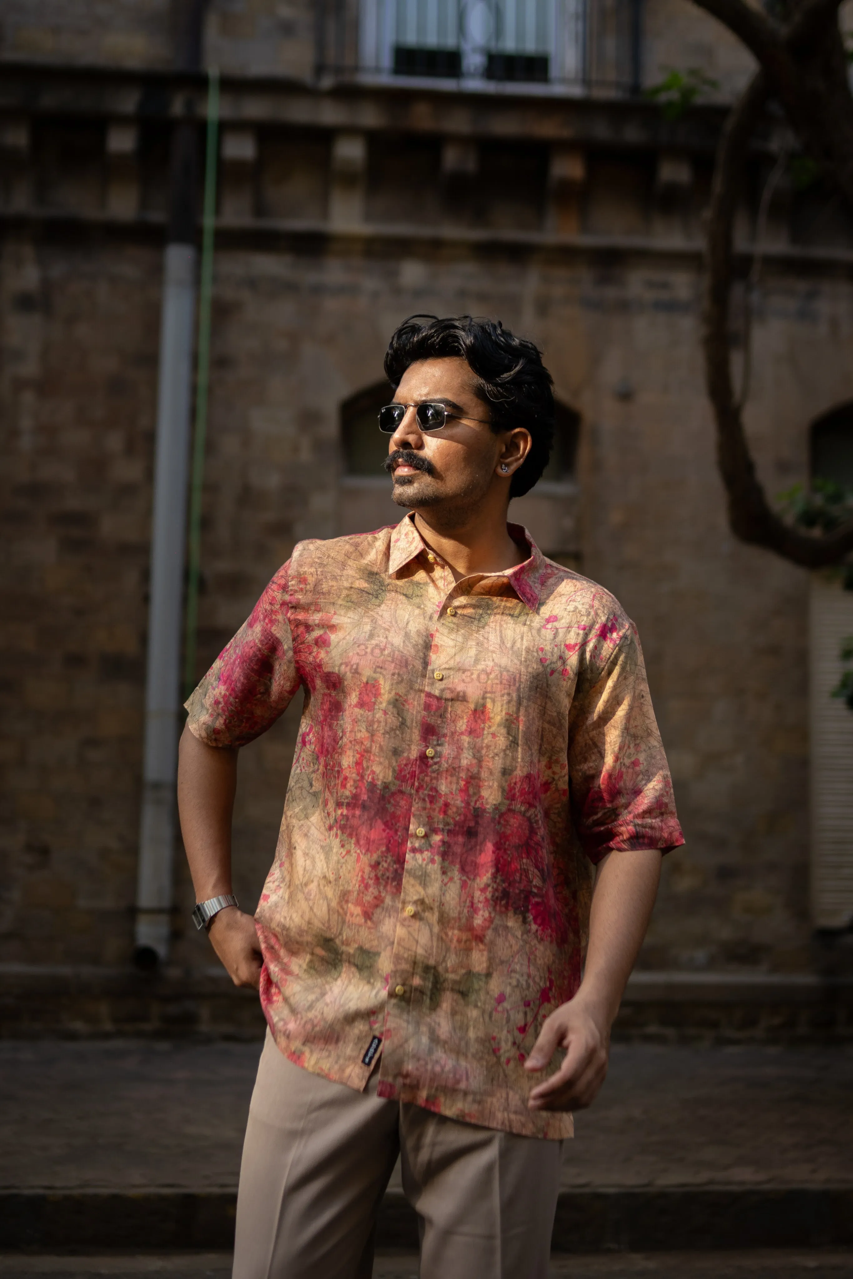 Dusty Romance Pure Satin Linen Short Sleeve Shirt