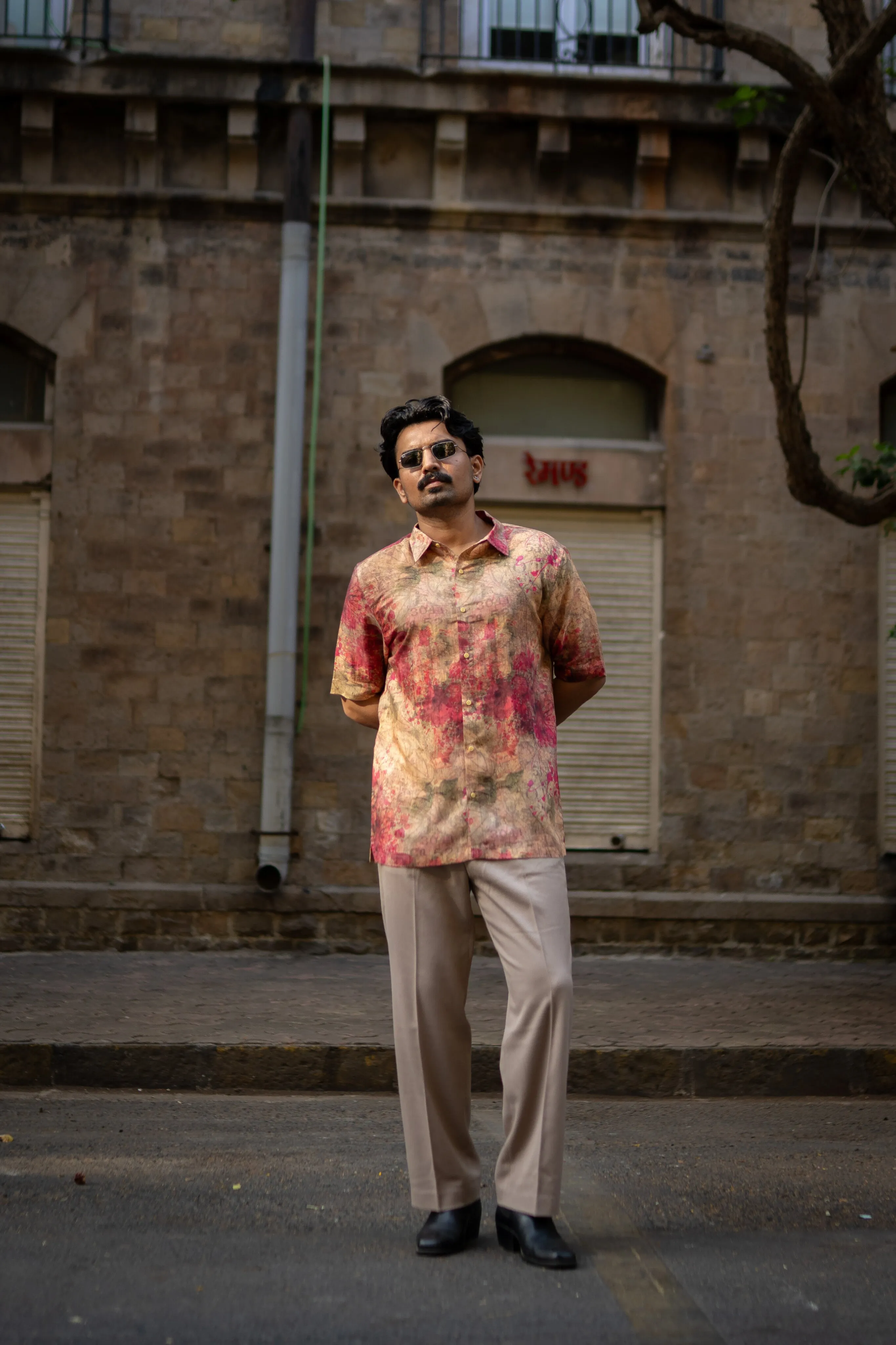 Dusty Romance Pure Satin Linen Short Sleeve Shirt