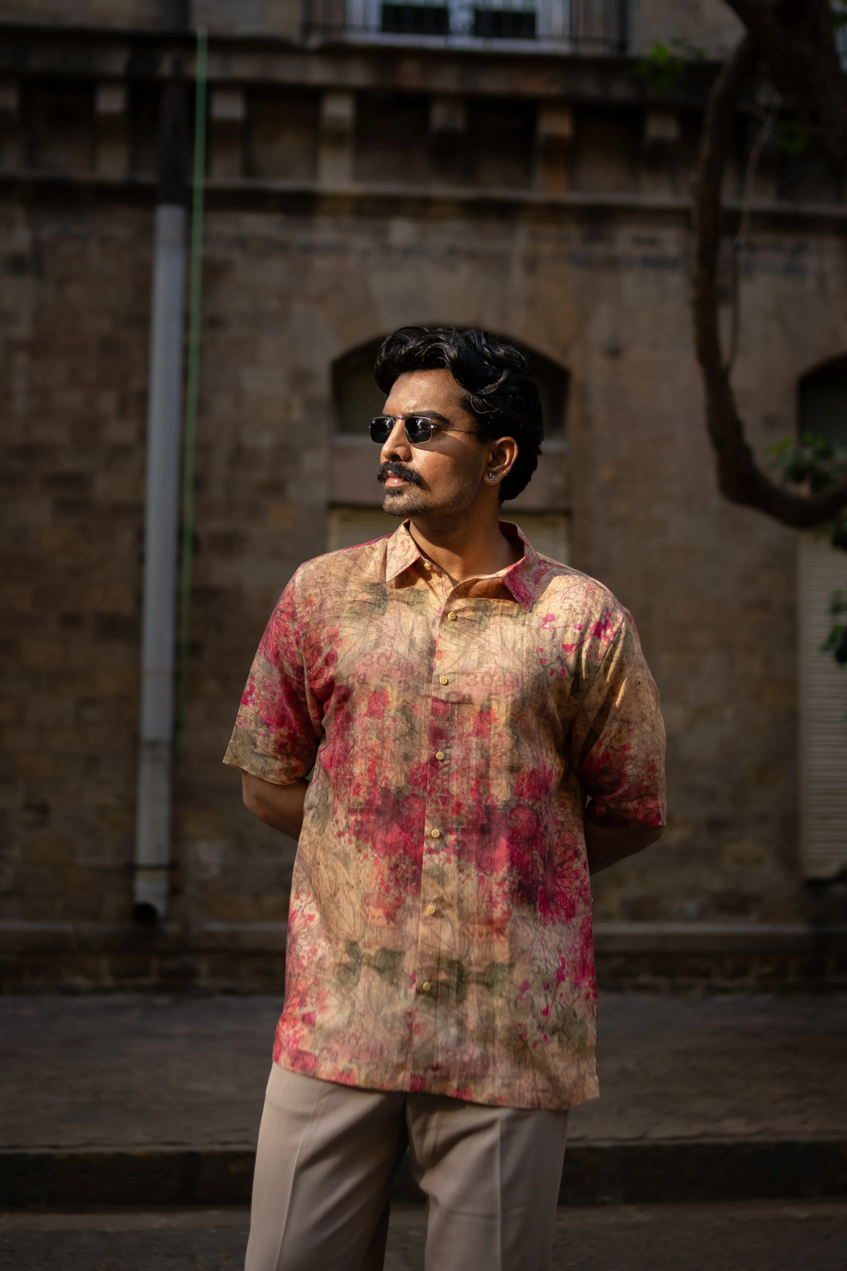 Dusty Romance Pure Satin Linen Short Sleeve Shirt