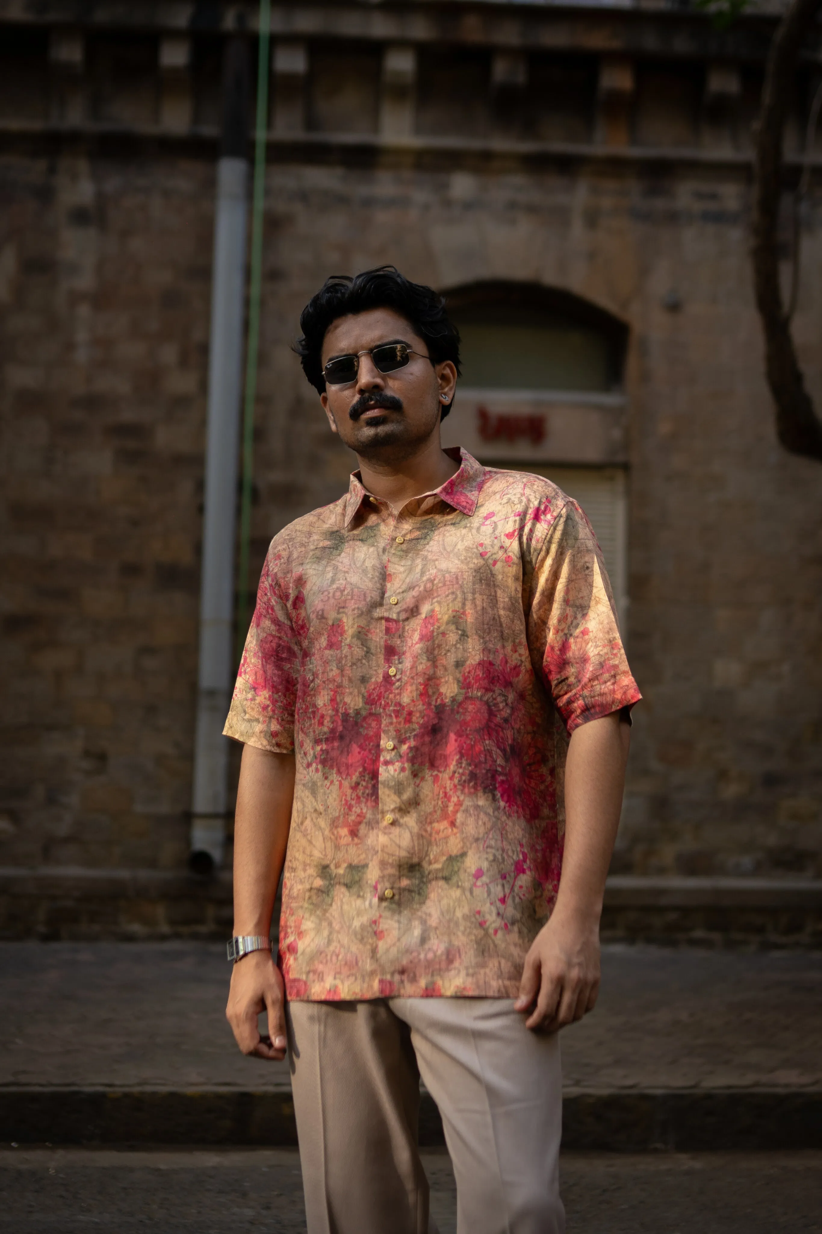 Dusty Romance Pure Satin Linen Short Sleeve Shirt