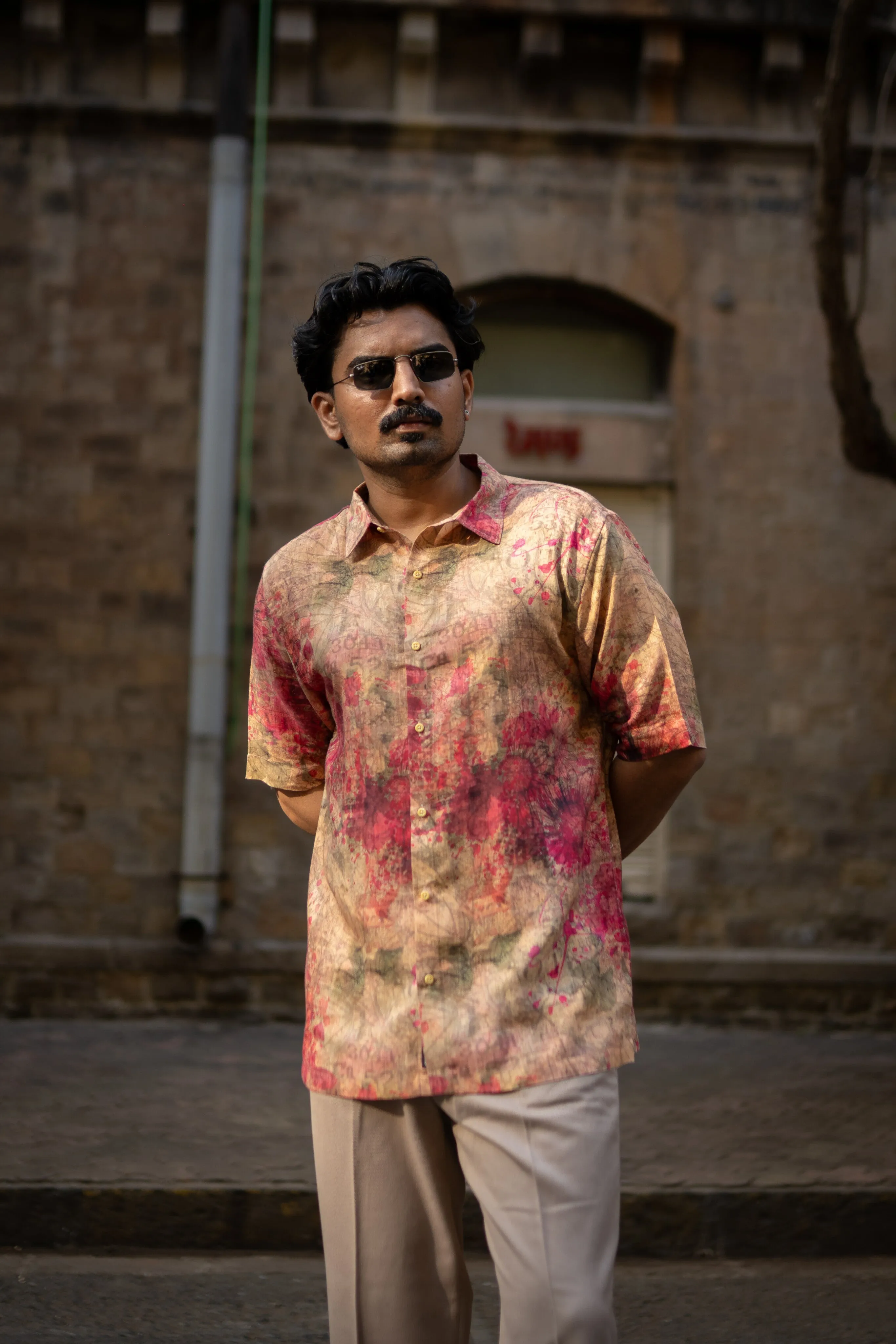 Dusty Romance Pure Satin Linen Short Sleeve Shirt