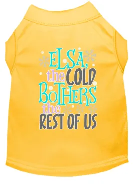 Elsa, The Cold Screen Print Dog Shirt Yellow Med
