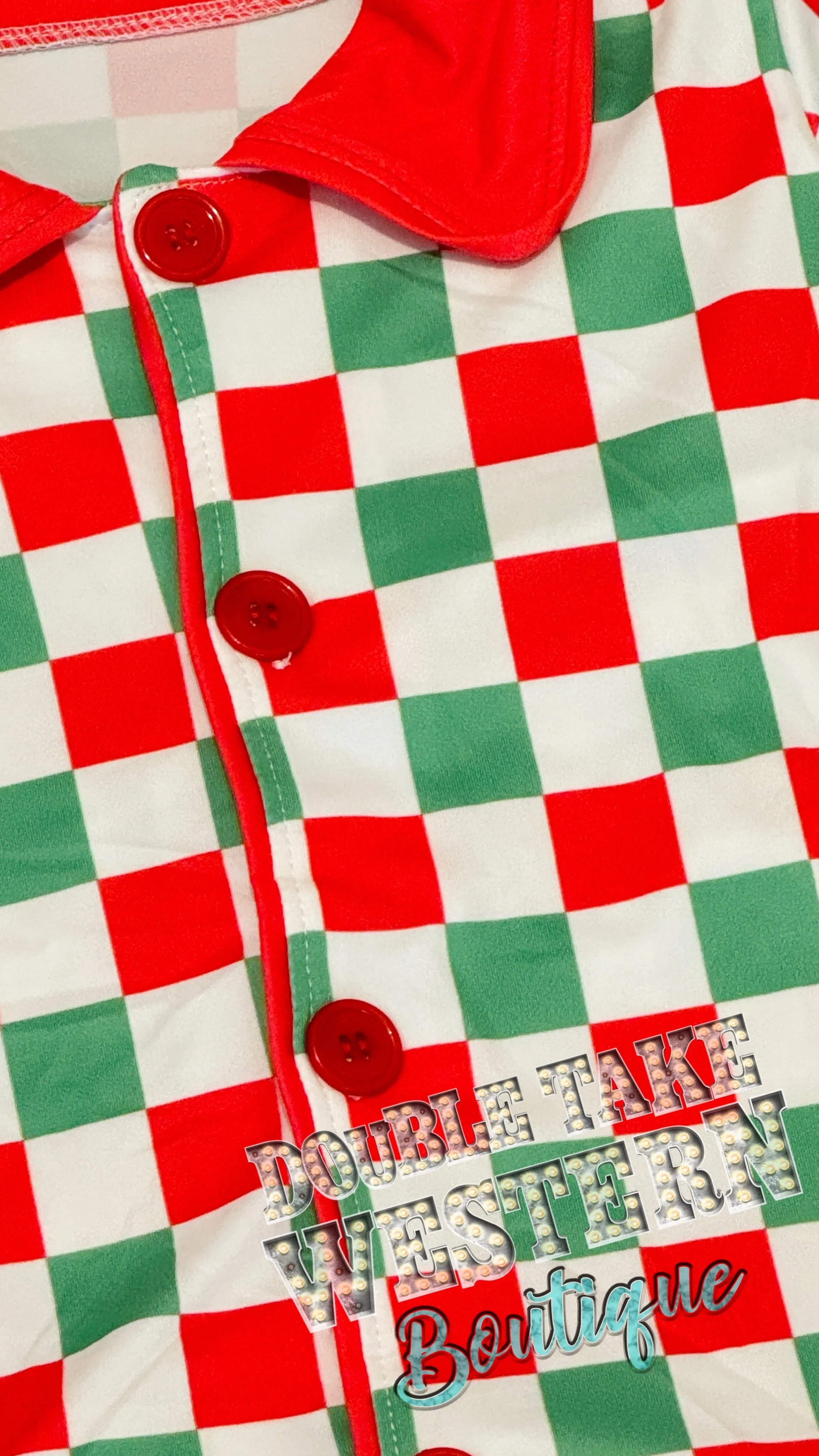 Girls Checkered Christmas Pajama Set