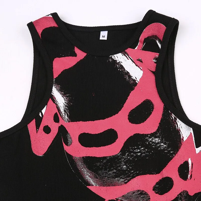 Gothic Graphic Print Crop Sleeveless Top
