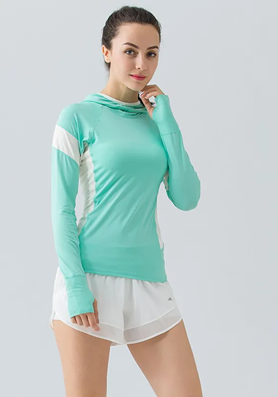 Hooded Mesh Panel Yoga Top
