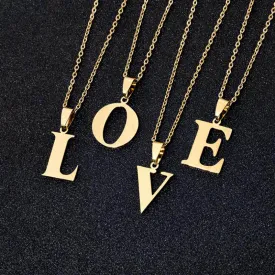 Initial Letter Pendant Necklace for Women Gold Chain Jewelry