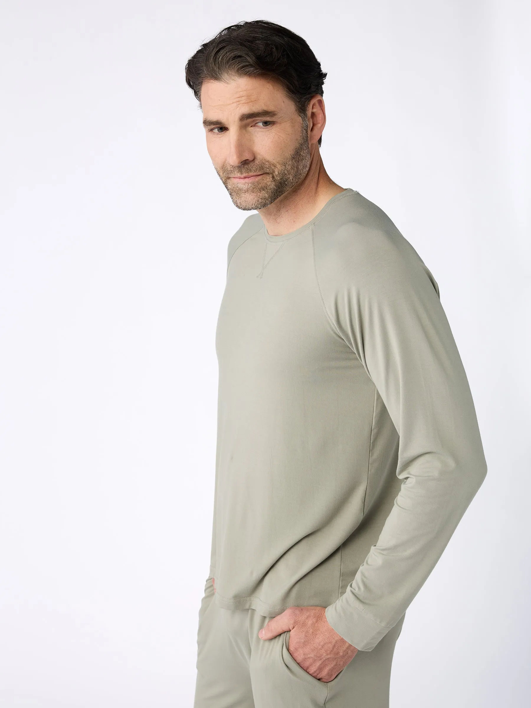 Men's Bamboo Stretch-Knit Long Sleeve Pajama Set