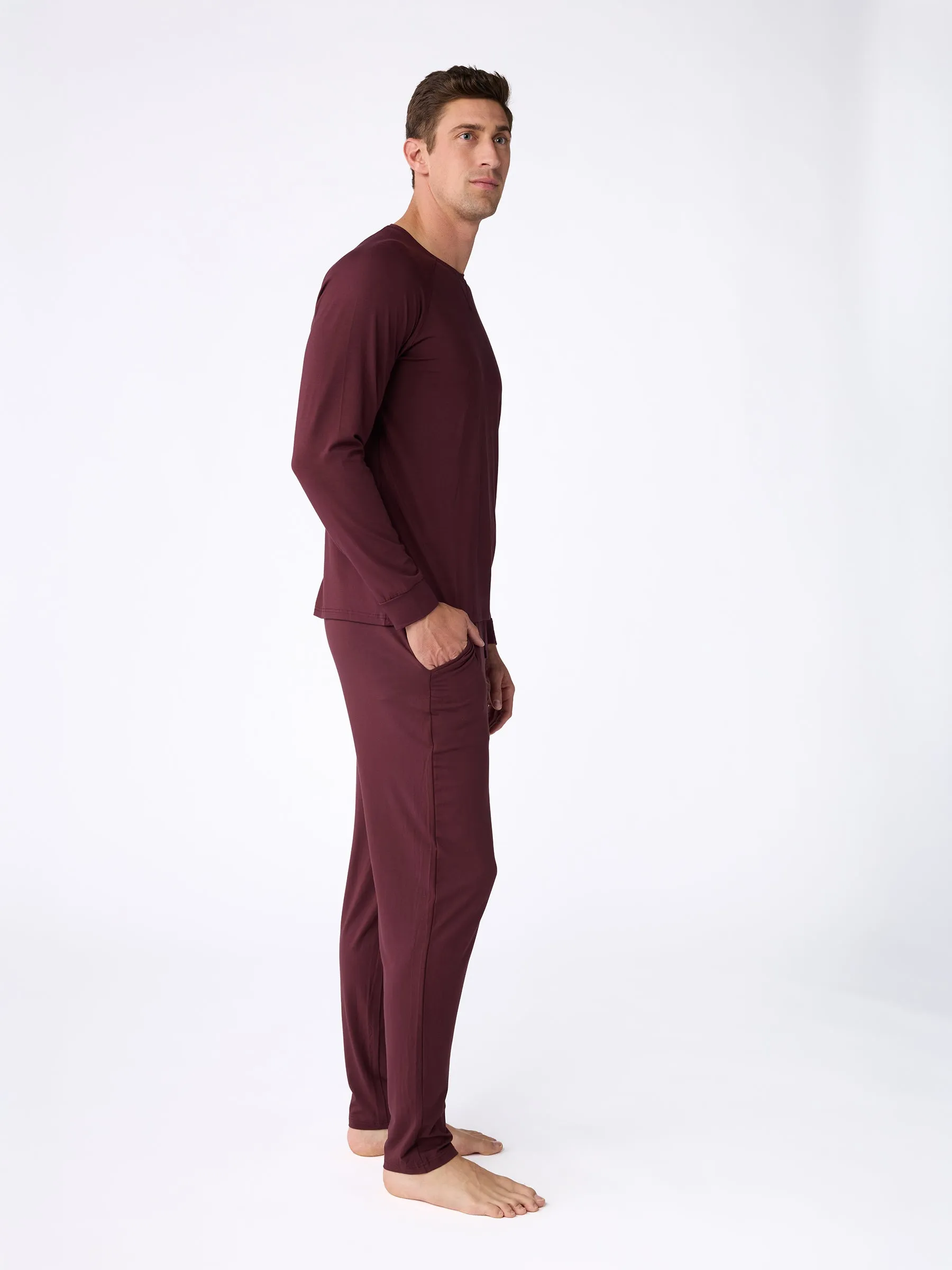 Men's Bamboo Stretch-Knit Long Sleeve Pajama Set