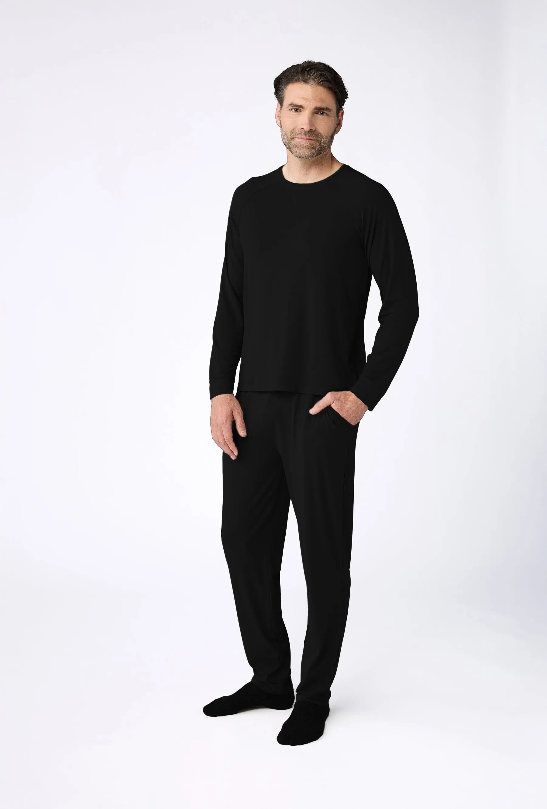 Men's Bamboo Stretch-Knit Long Sleeve Pajama Set