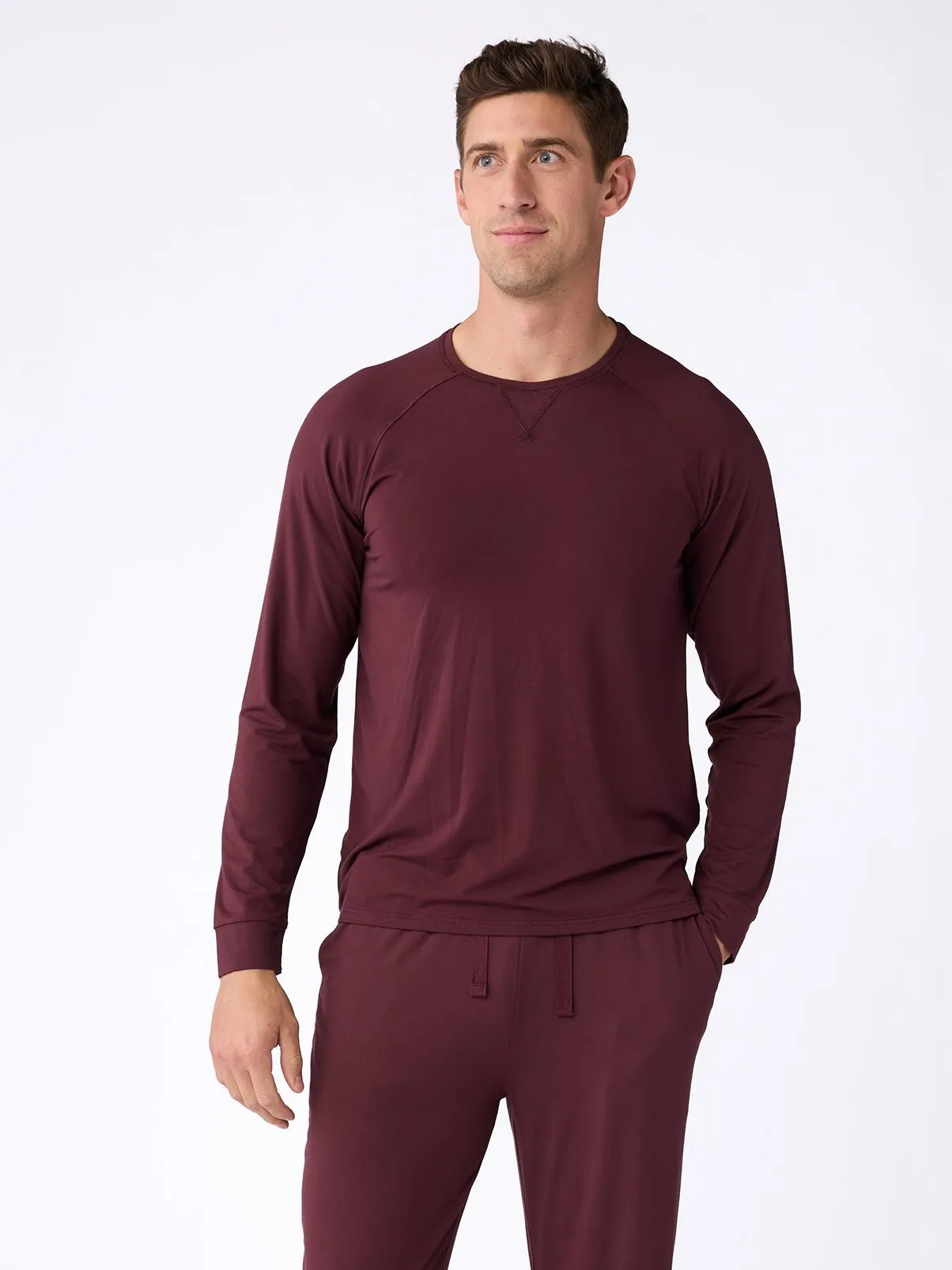 Men's Bamboo Stretch-Knit Long Sleeve Pajama Set