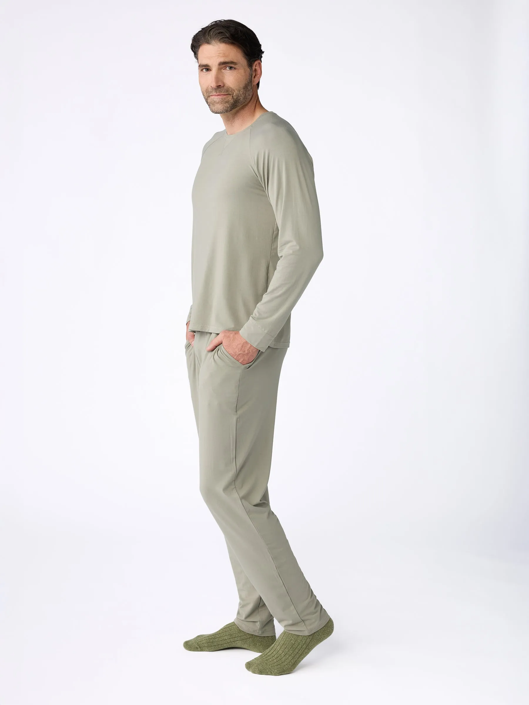 Men's Bamboo Stretch-Knit Long Sleeve Pajama Set