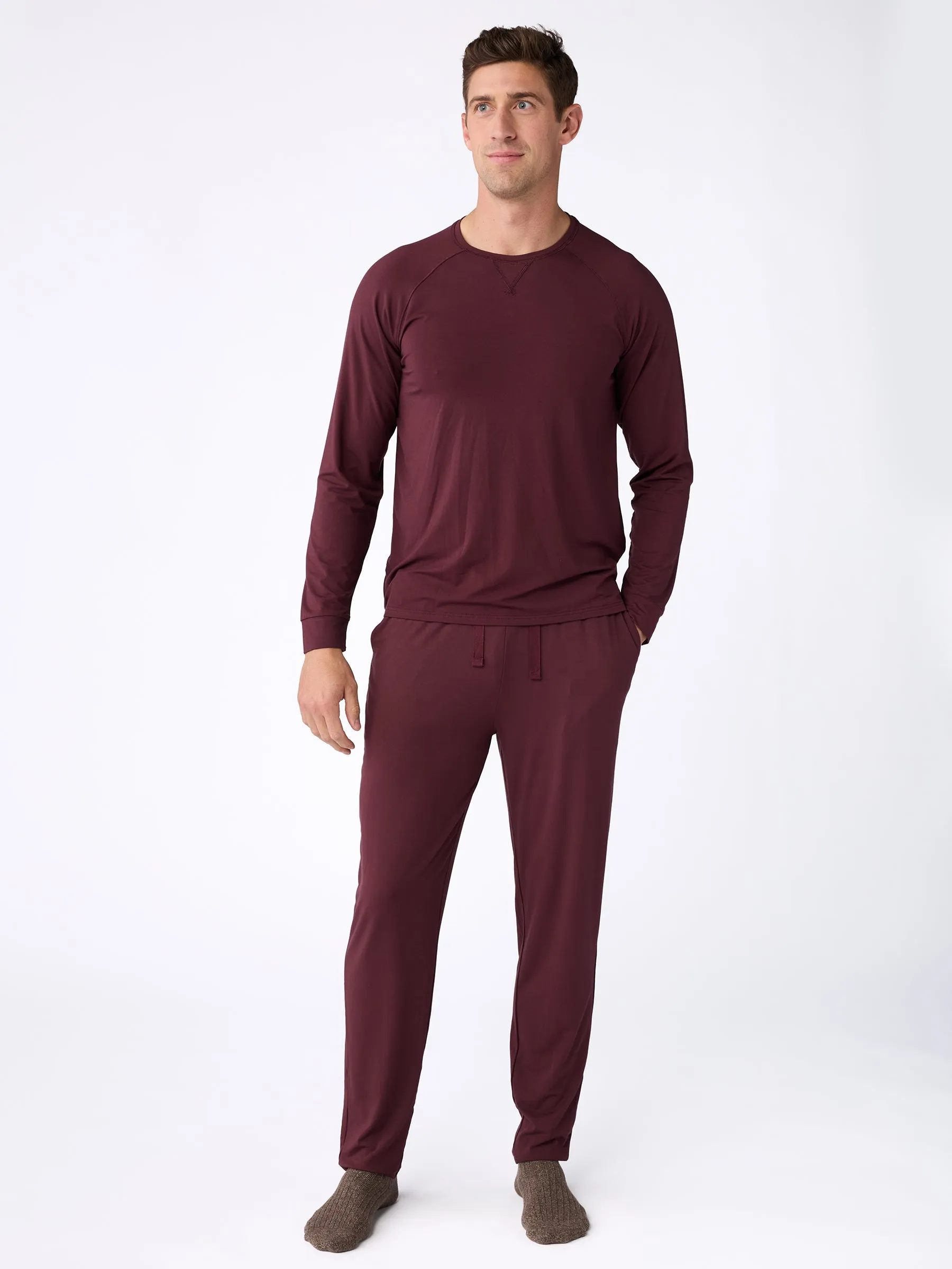 Men's Bamboo Stretch-Knit Long Sleeve Pajama Set