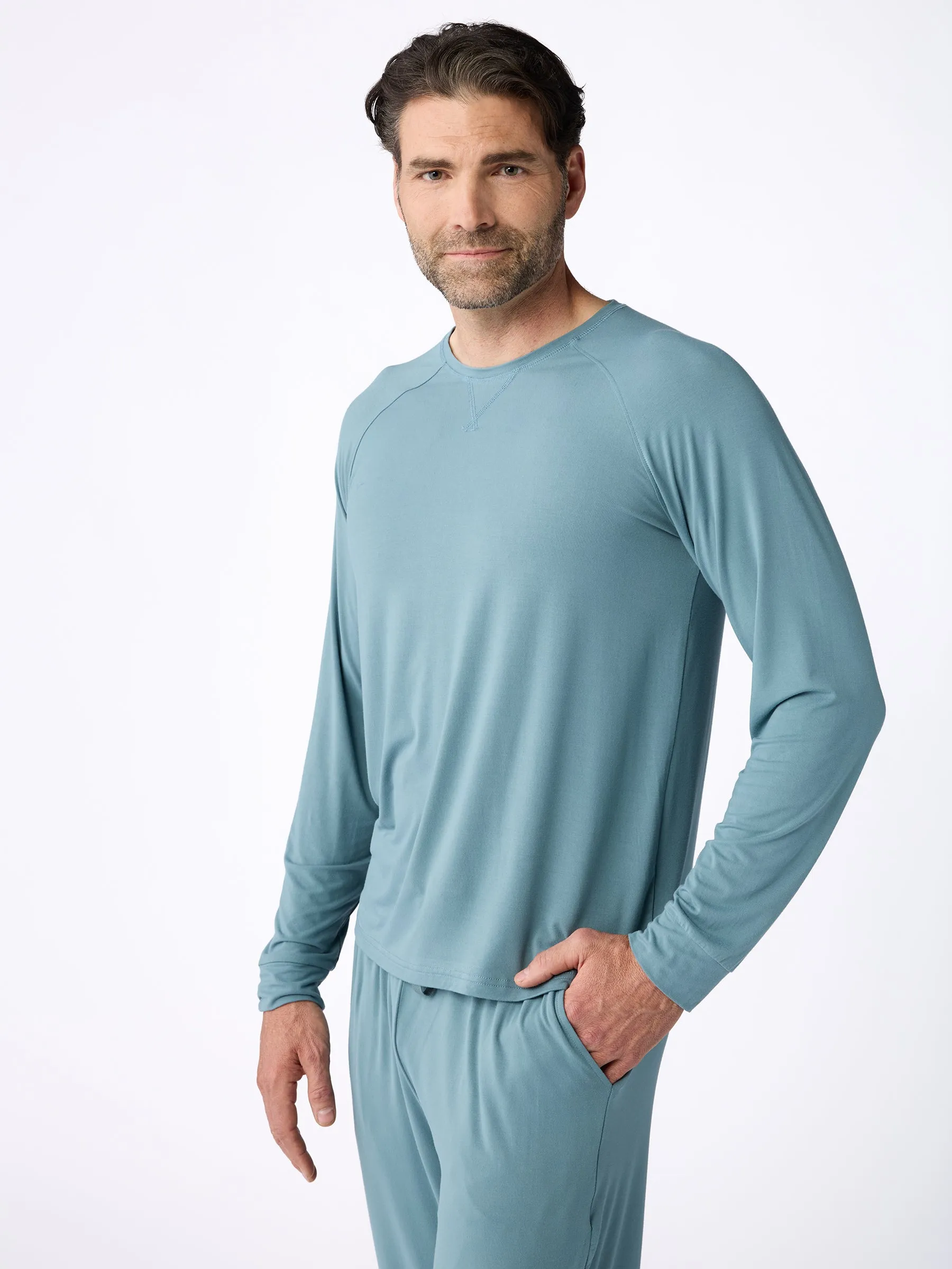 Men's Bamboo Stretch-Knit Long Sleeve Pajama Set