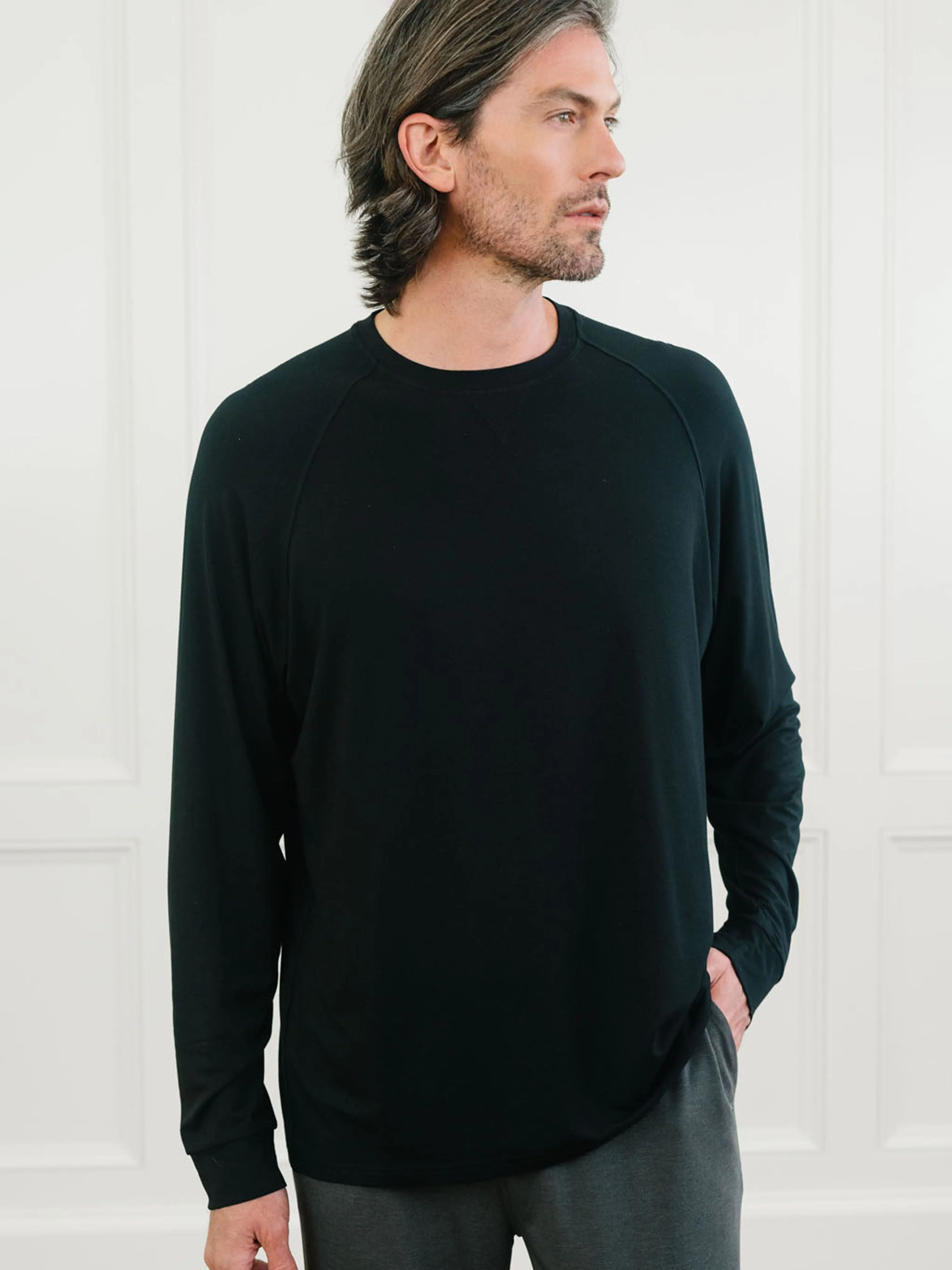 Men's Bamboo Stretch-Knit Long Sleeve Pajama Set