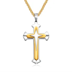 Men's Christian Necklace <br> Layered Gold
