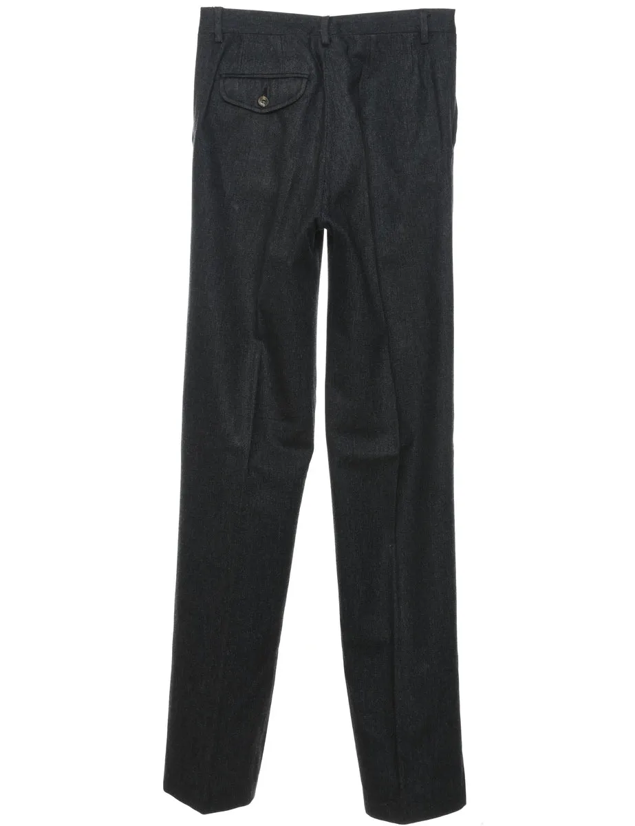 Navy Tapered Button Detail Trousers - W28 L36