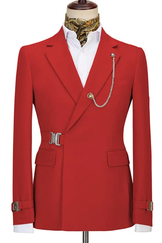 Norberto Chic Red Notched Lapel Prom Attire For Men