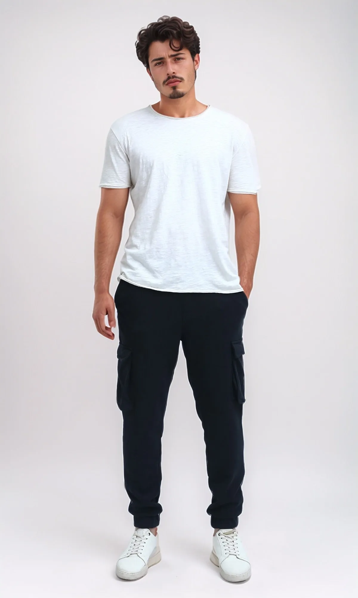O202209 - Slip On Jogger Pants with Side Pockets - Black