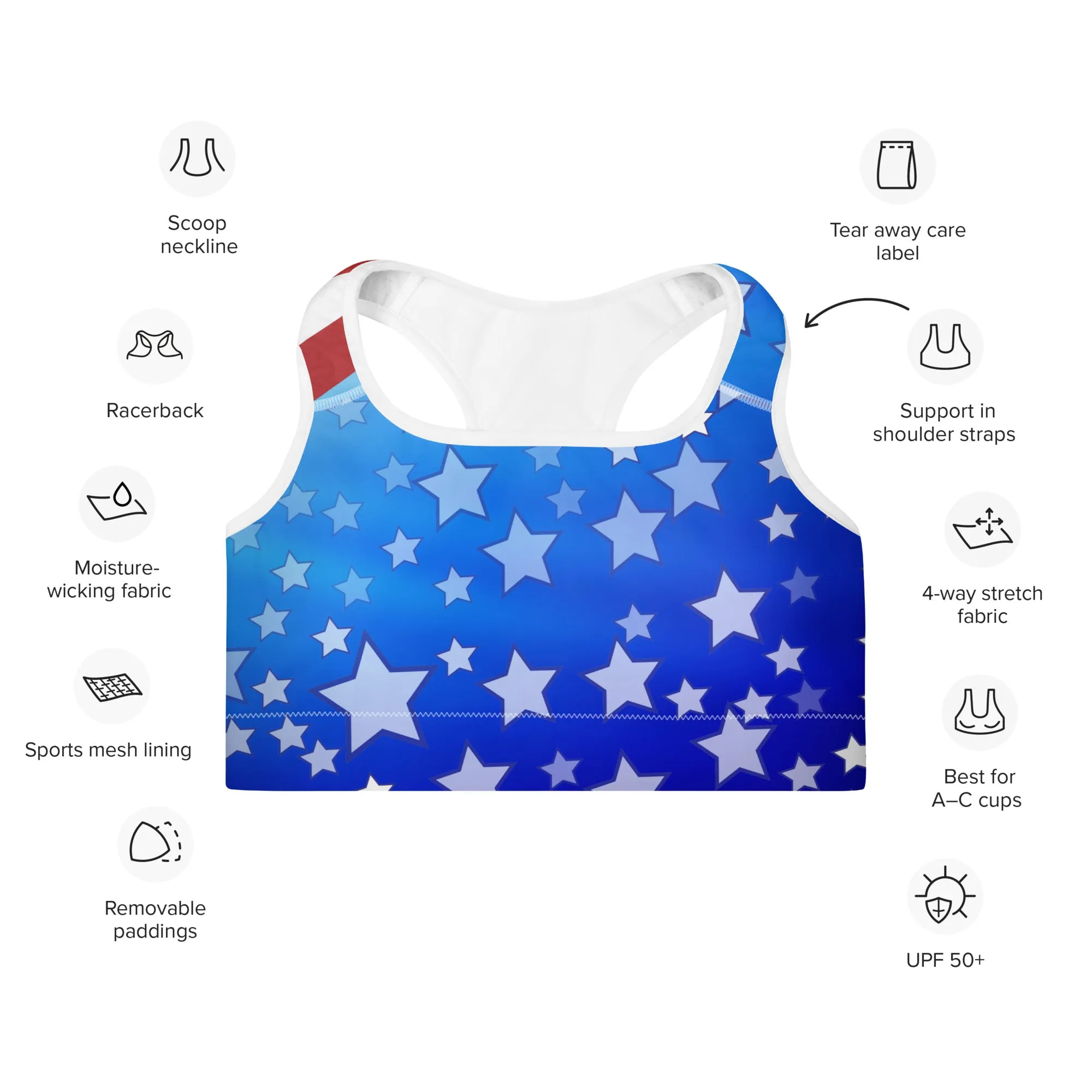 Patriot Padded Sports Bra, lioness-love