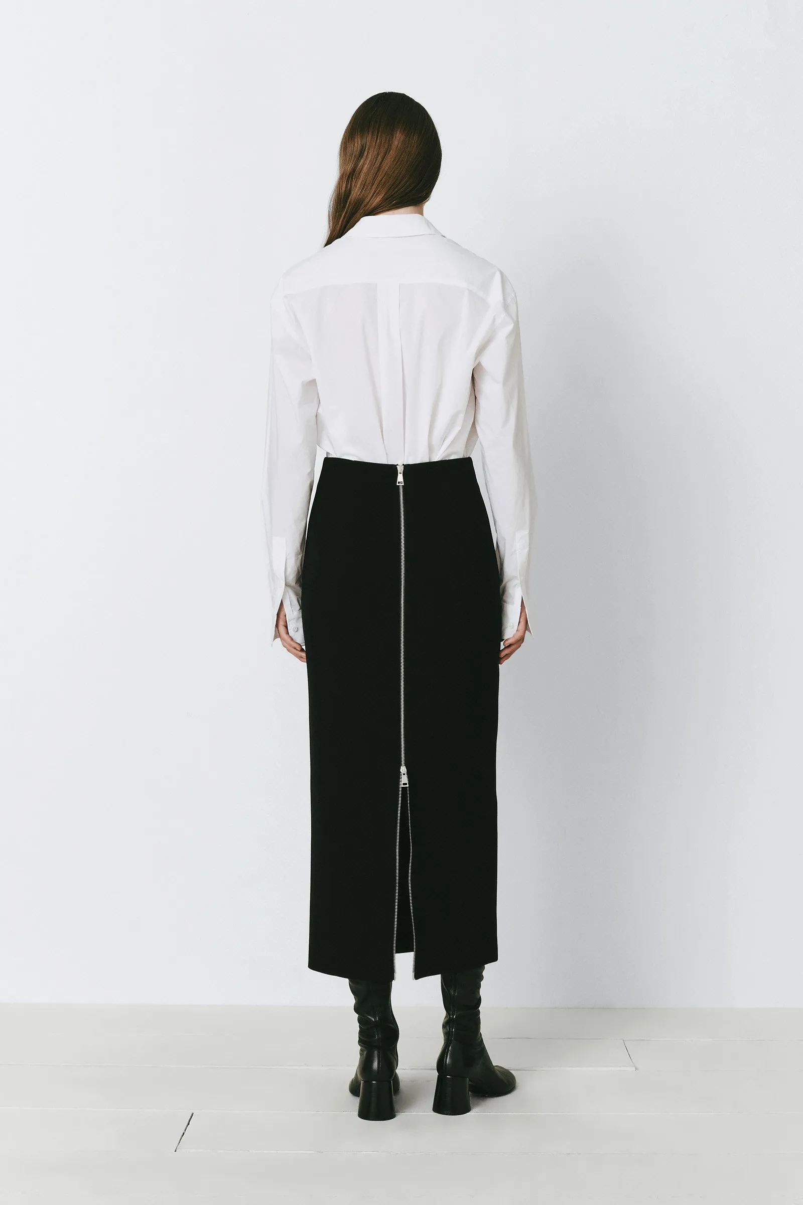 Raoulet Back Zip-Up Pencil Skirt