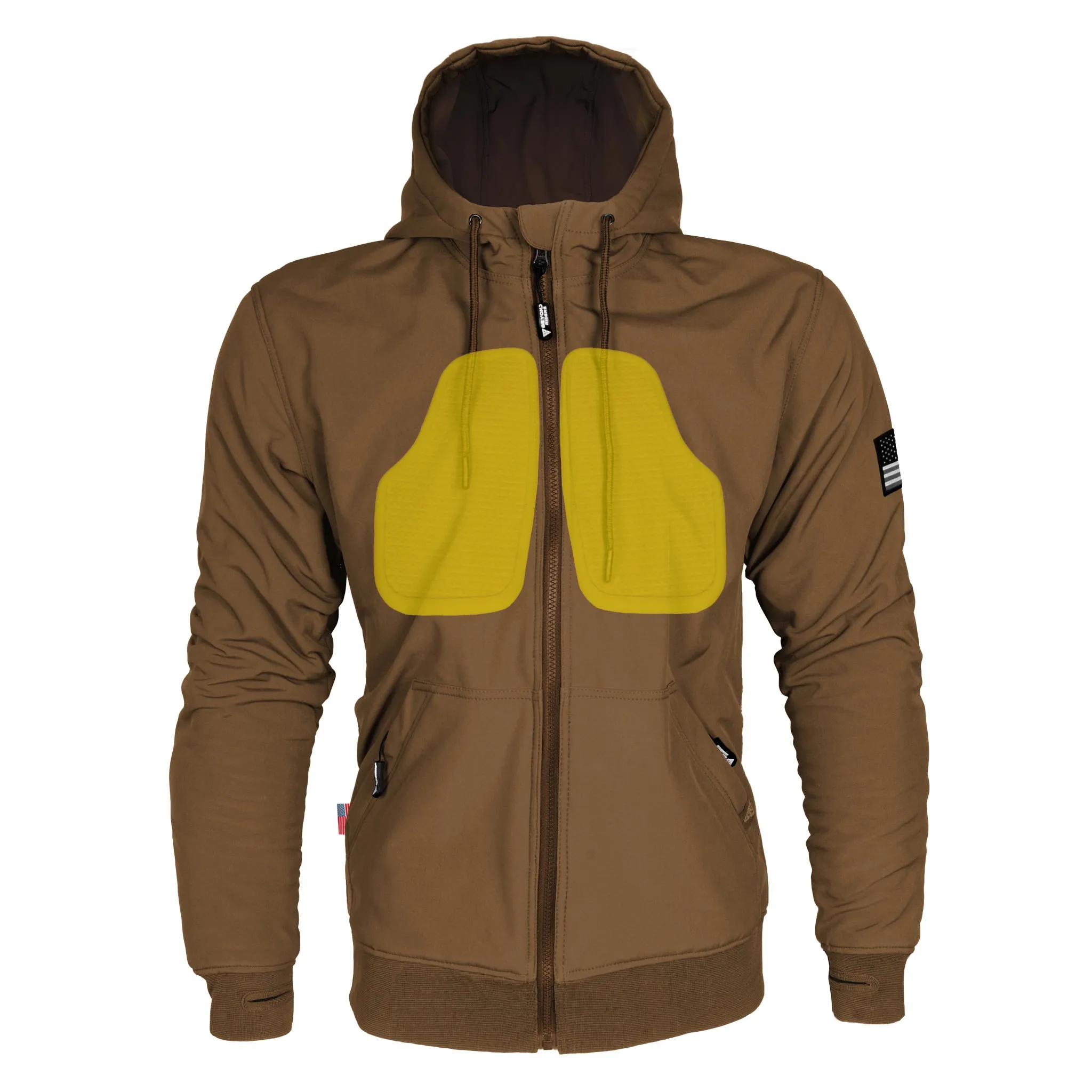 SALE Protective SoftShell Unisex Hoodie - Light Brown Matte with Pads