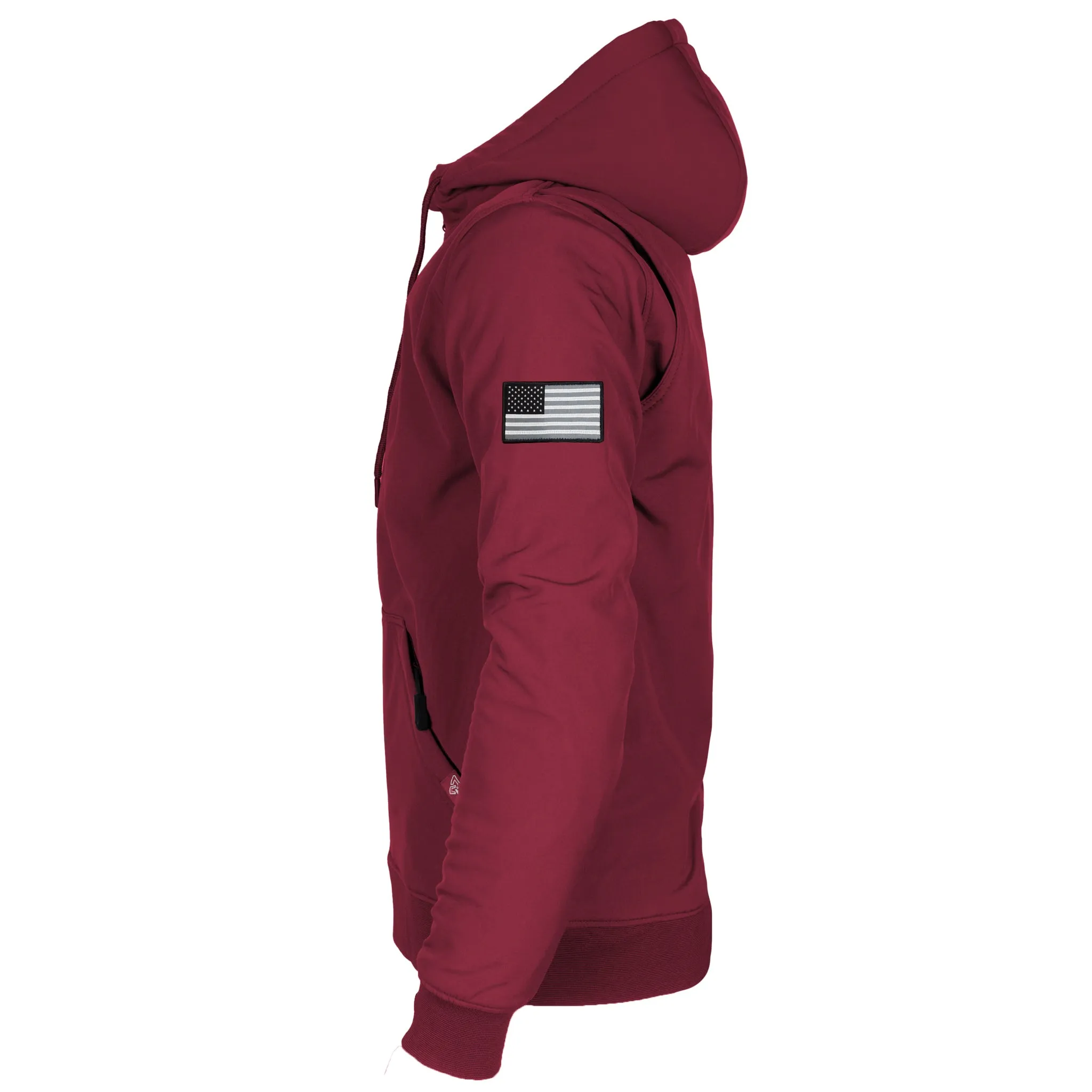 SALE Protective SoftShell Unisex Hoodie - Red Maroon Matte with Pads