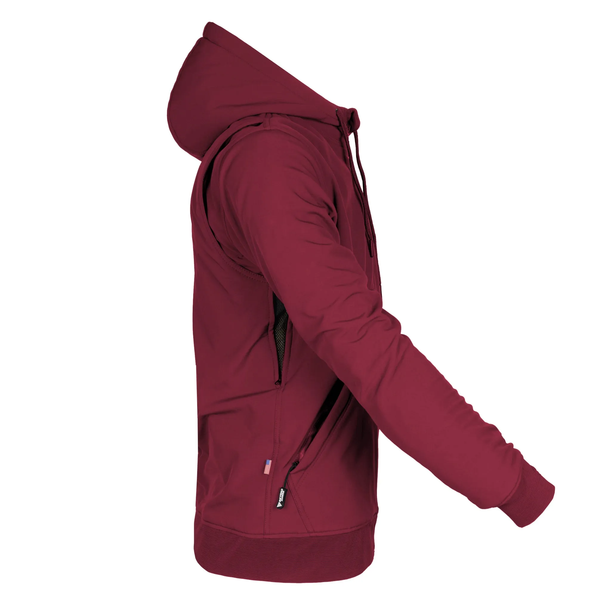 SALE Protective SoftShell Unisex Hoodie - Red Maroon Matte with Pads