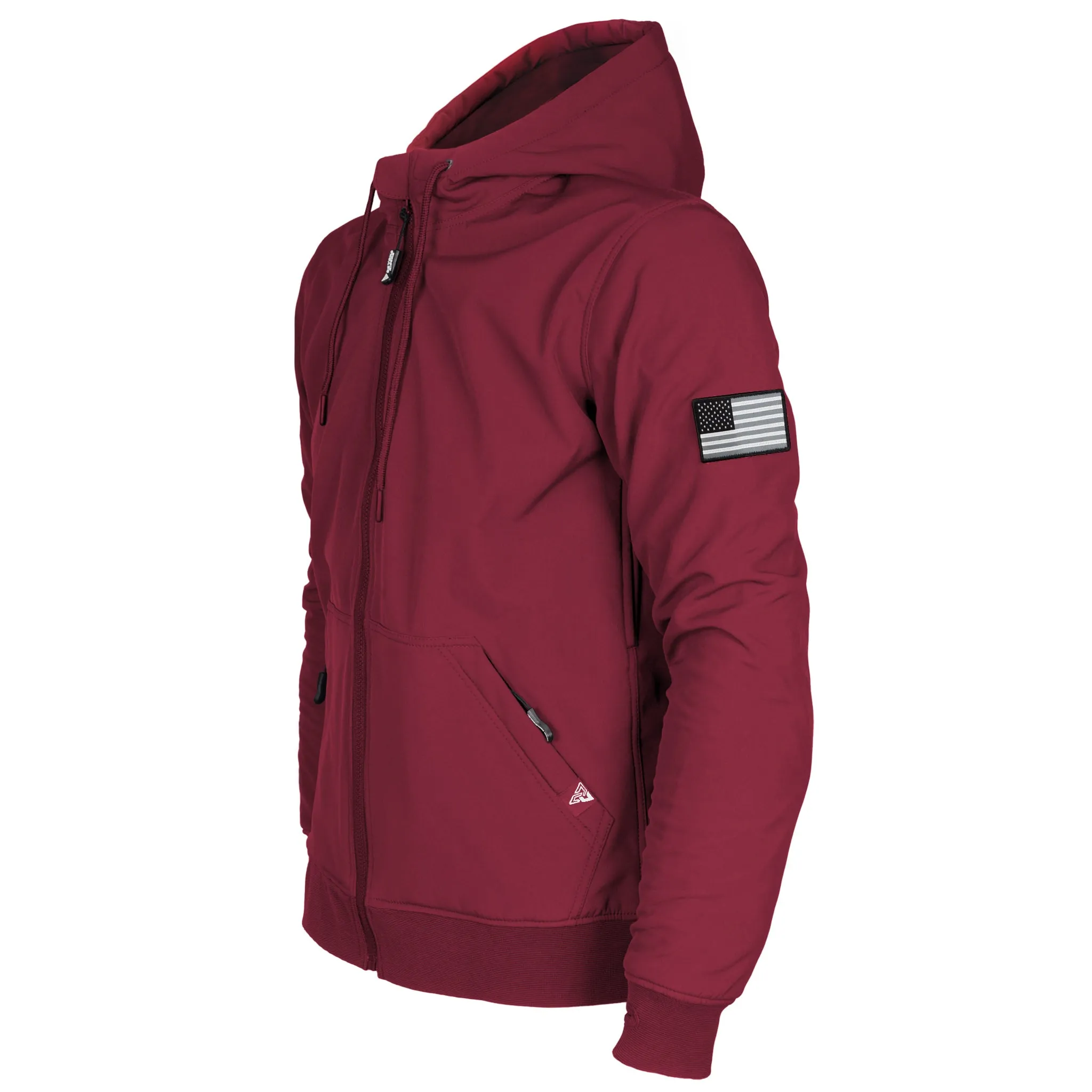 SALE Protective SoftShell Unisex Hoodie - Red Maroon Matte with Pads