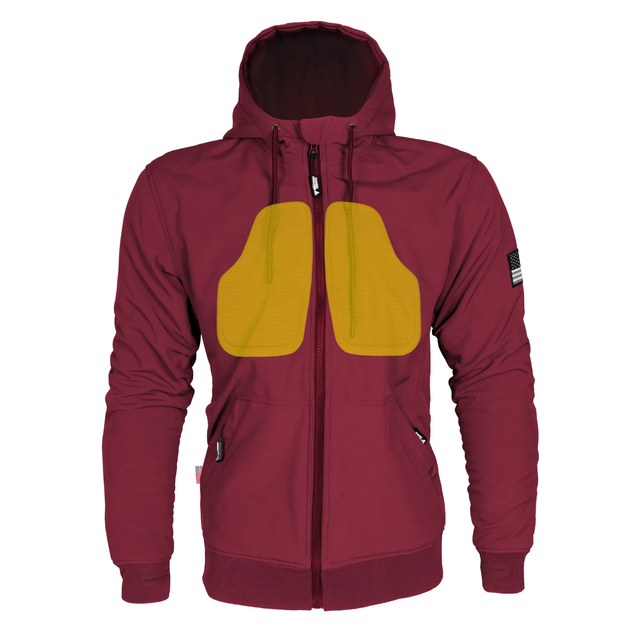 SALE Protective SoftShell Unisex Hoodie - Red Maroon Matte with Pads