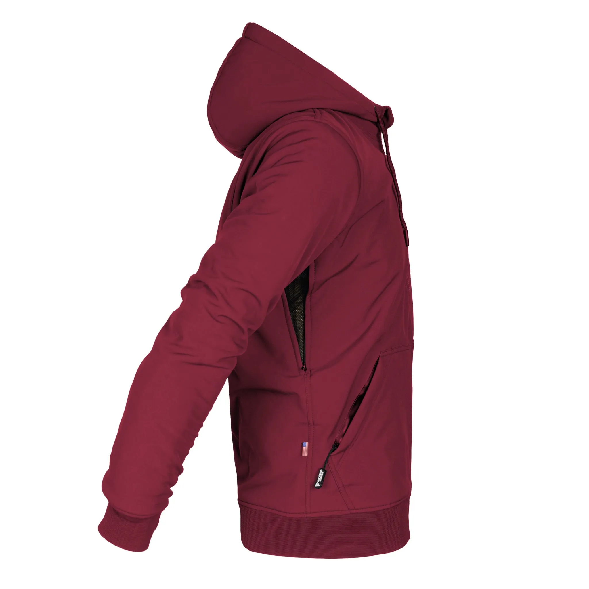 SALE Protective SoftShell Unisex Hoodie - Red Maroon Matte with Pads