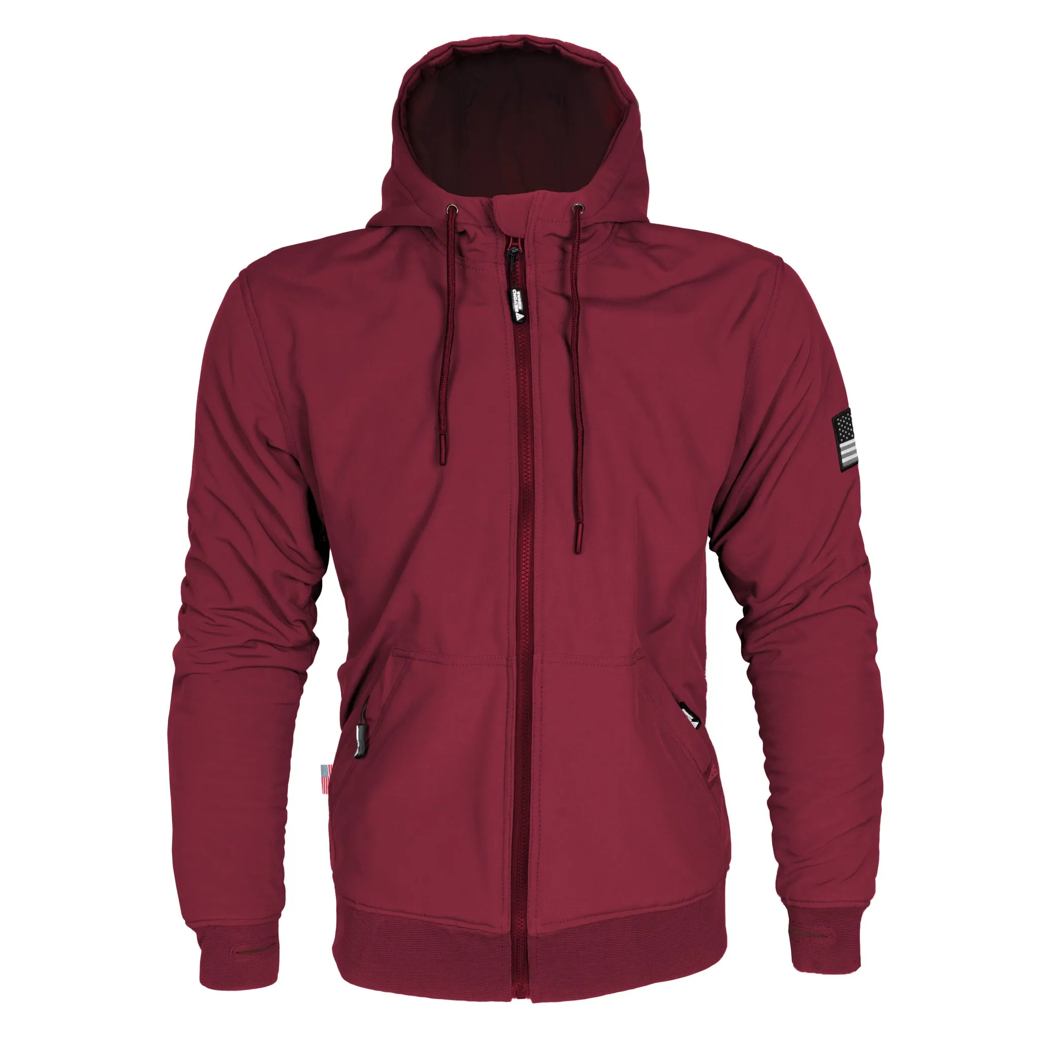 SALE Protective SoftShell Unisex Hoodie - Red Maroon Matte with Pads