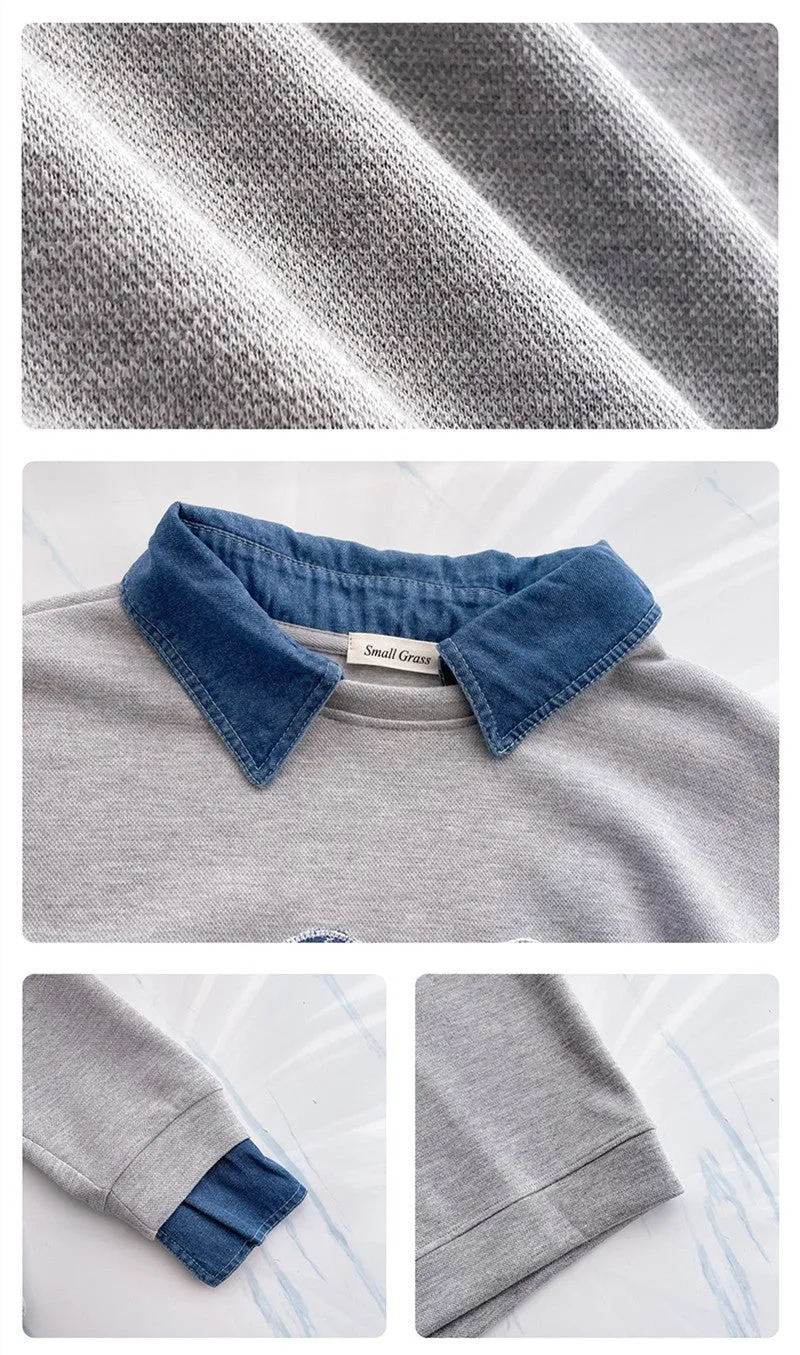【Tops】フェイクレイヤードキャラクタートレーナー　W8918