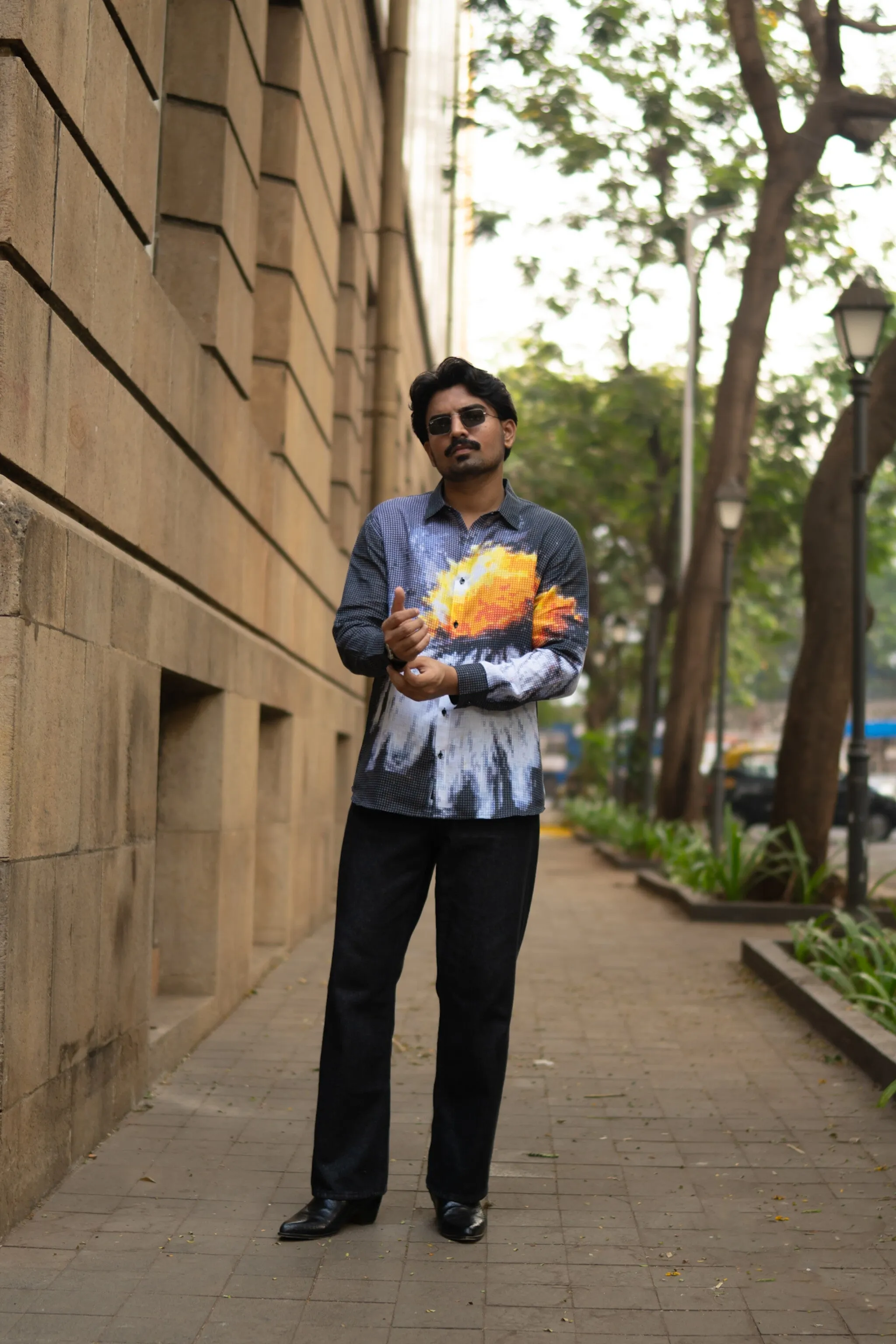 Trending Blazing Mosaic Printed Pure Linen Shirt - AddysForMen